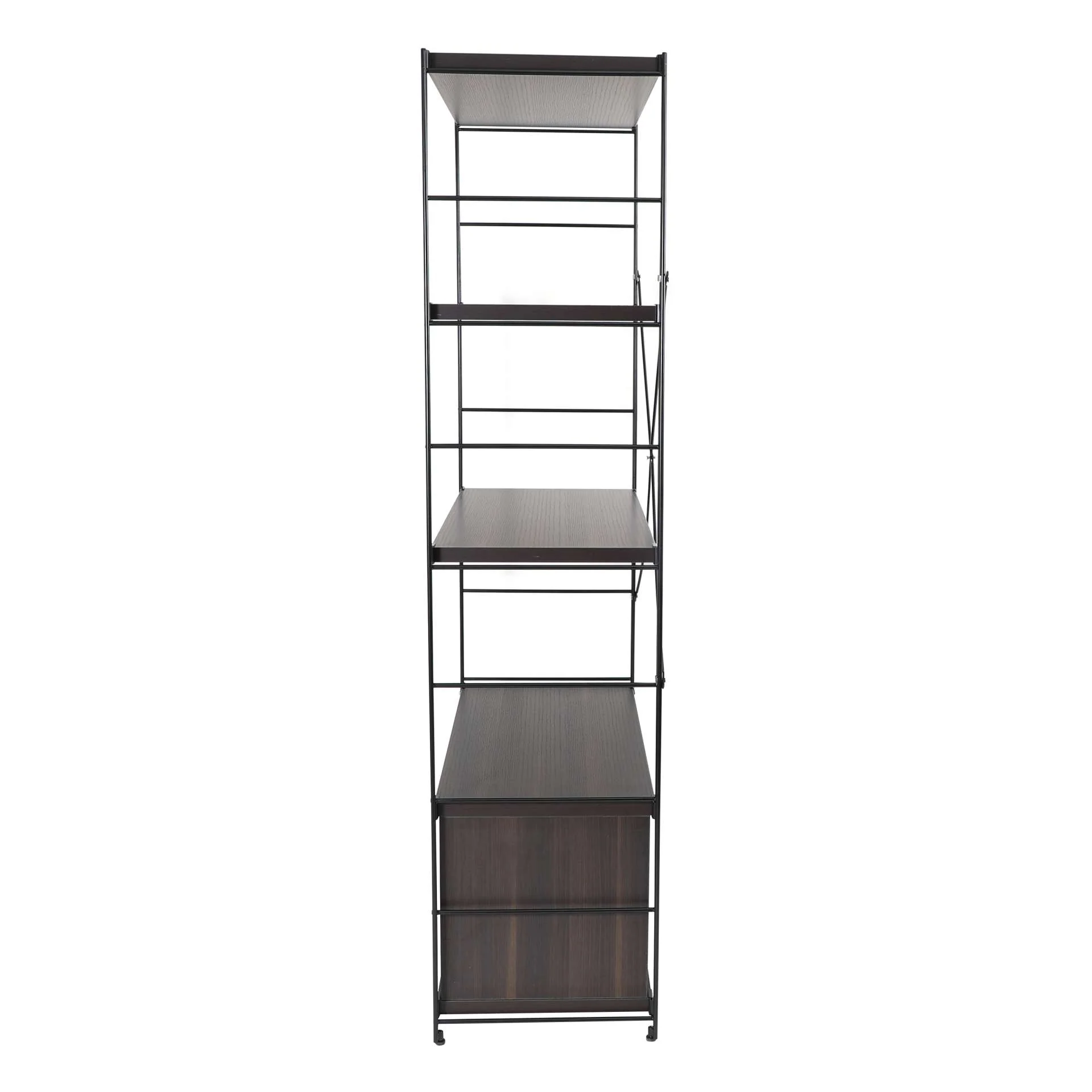 LeisureMod Brentwood Etagere Bookcase with Black Powder Coated Steel Frame and Melamine Board Shelves - Image 26