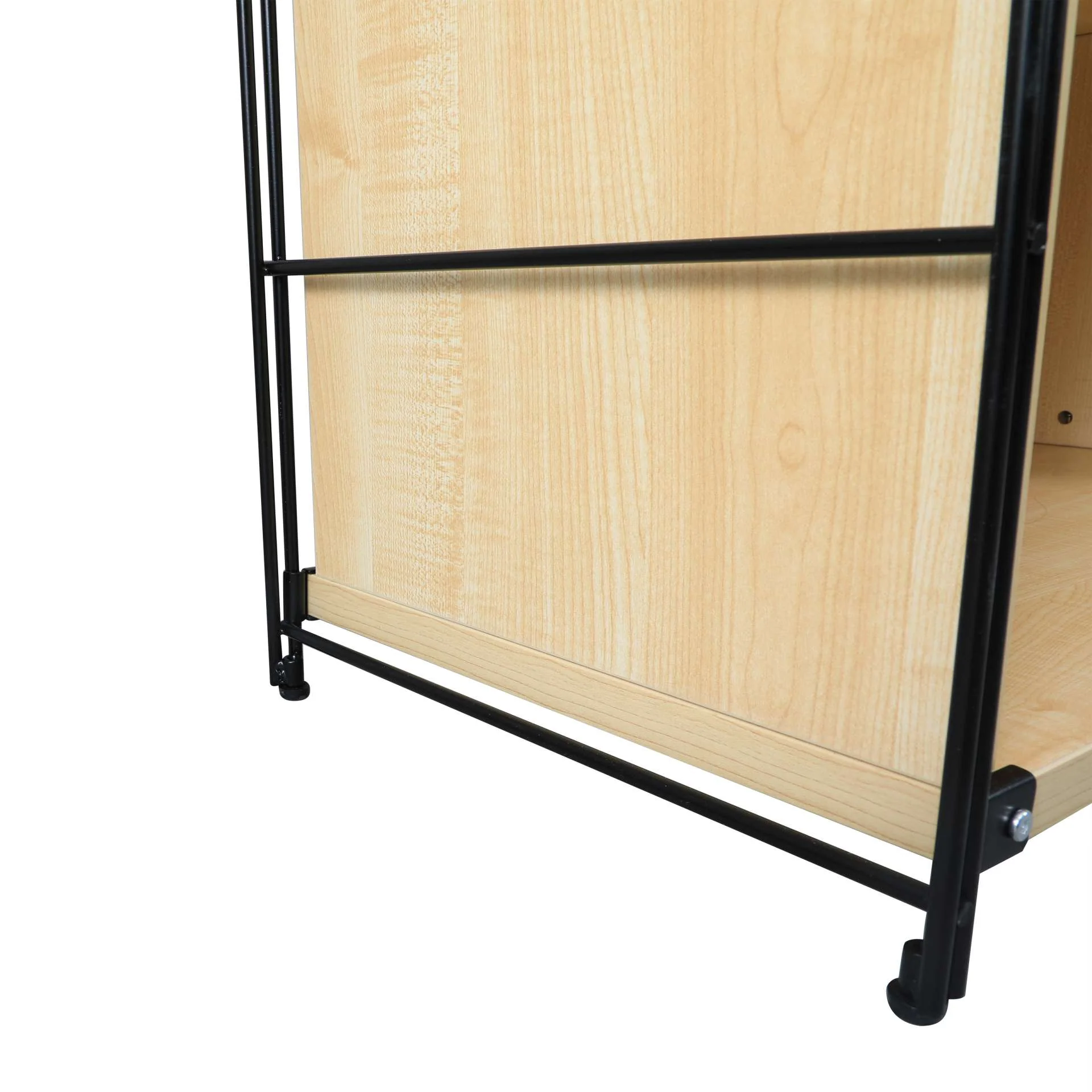 LeisureMod Brentwood Etagere Bookcase with Black Powder Coated Steel Frame and Melamine Board Shelves - Image 4