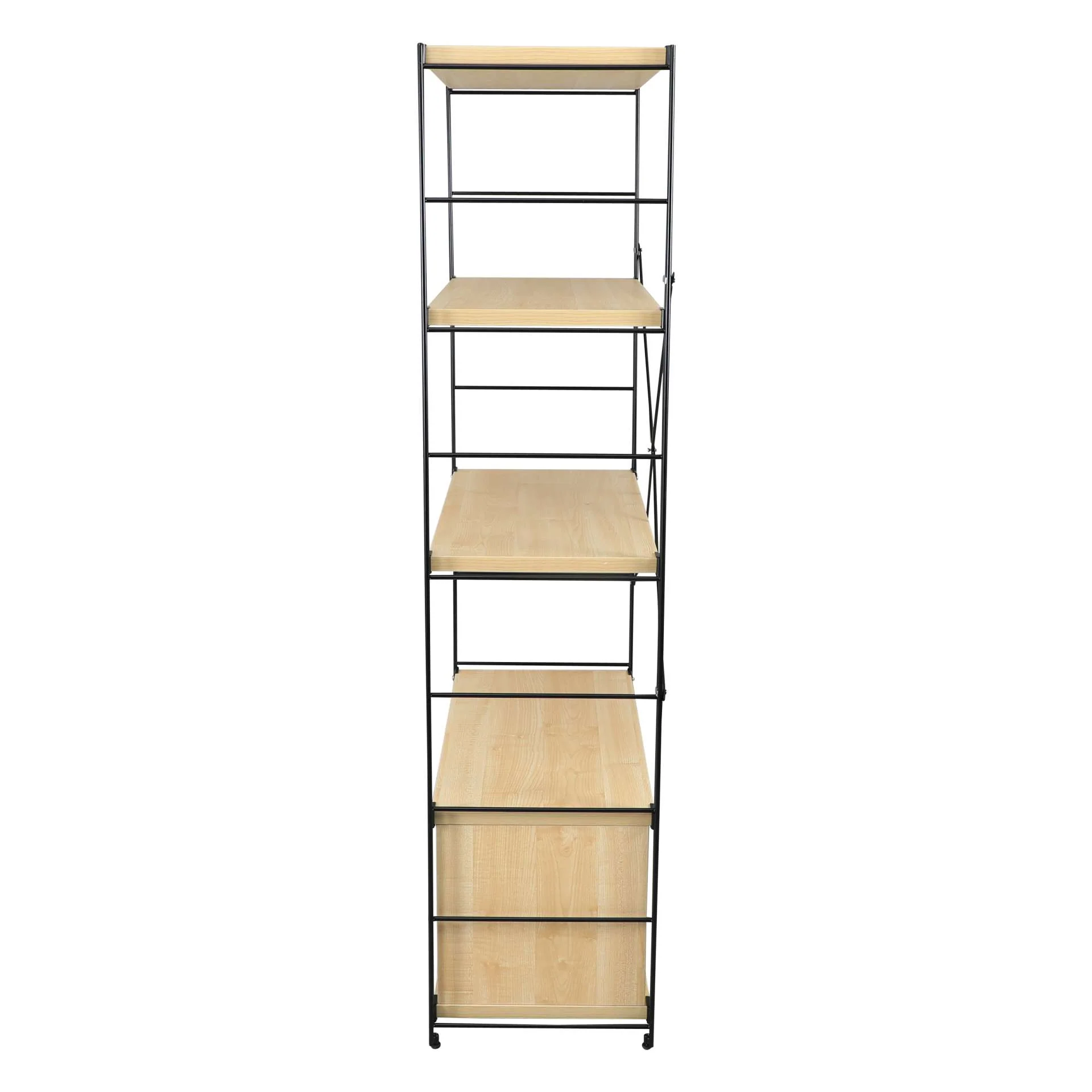 LeisureMod Brentwood Etagere Bookcase with Black Powder Coated Steel Frame and Melamine Board Shelves - Image 8