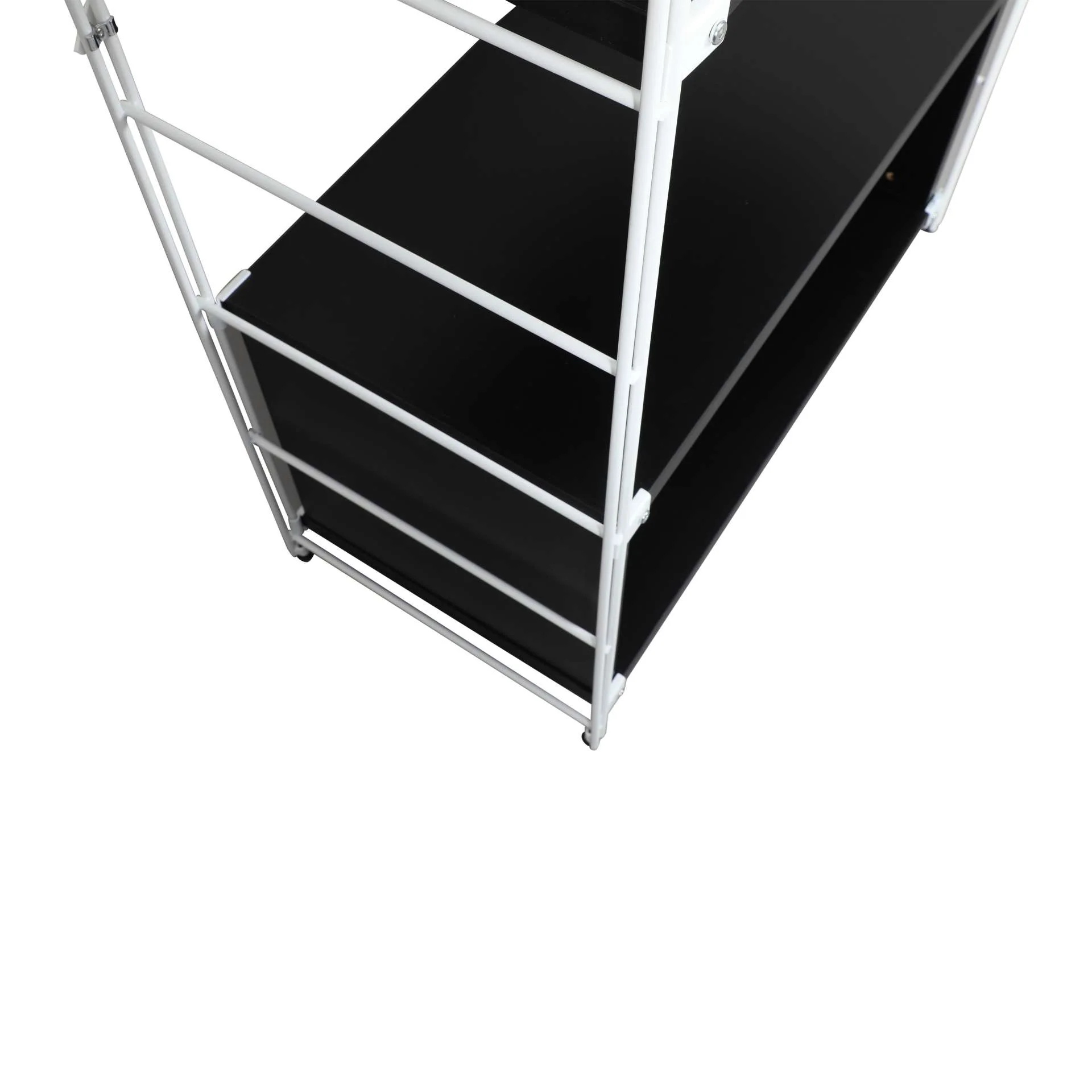 LeisureMod Brentwood Etagere Bookcase with White Powder Coated Steel Frame and Melamine Board Shelves - Image 11