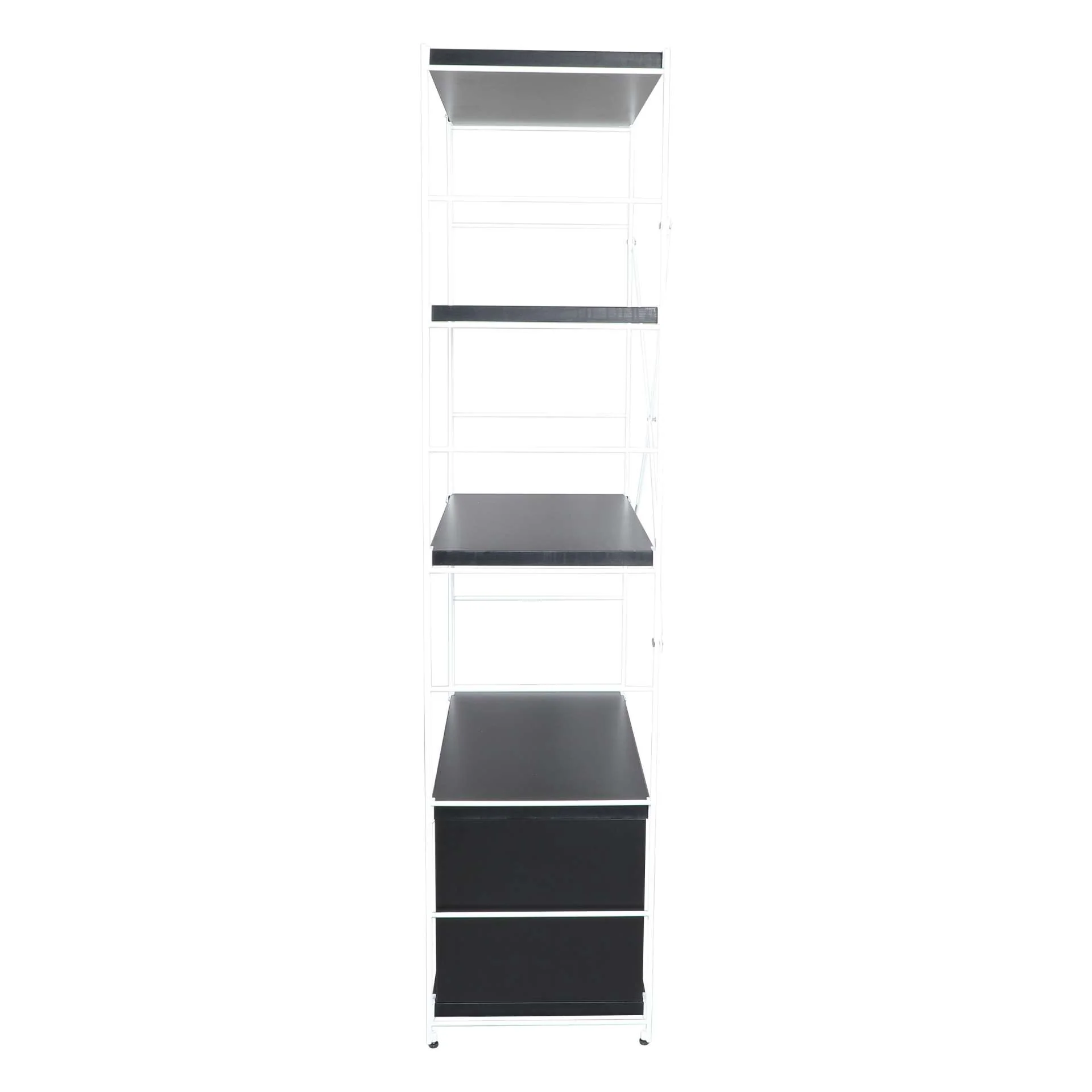 LeisureMod Brentwood Etagere Bookcase with White Powder Coated Steel Frame and Melamine Board Shelves - Image 15