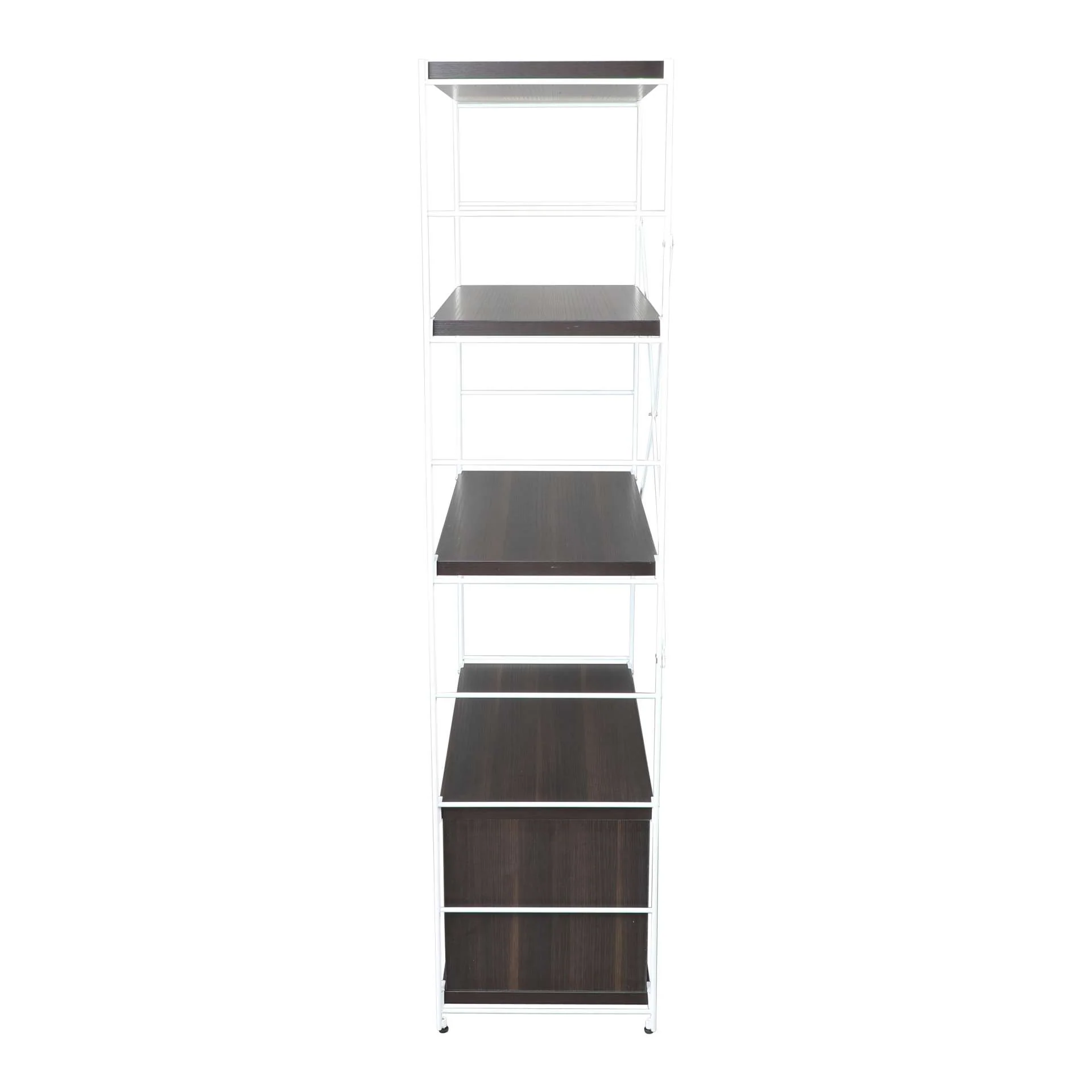 LeisureMod Brentwood Etagere Bookcase with White Powder Coated Steel Frame and Melamine Board Shelves - Image 20