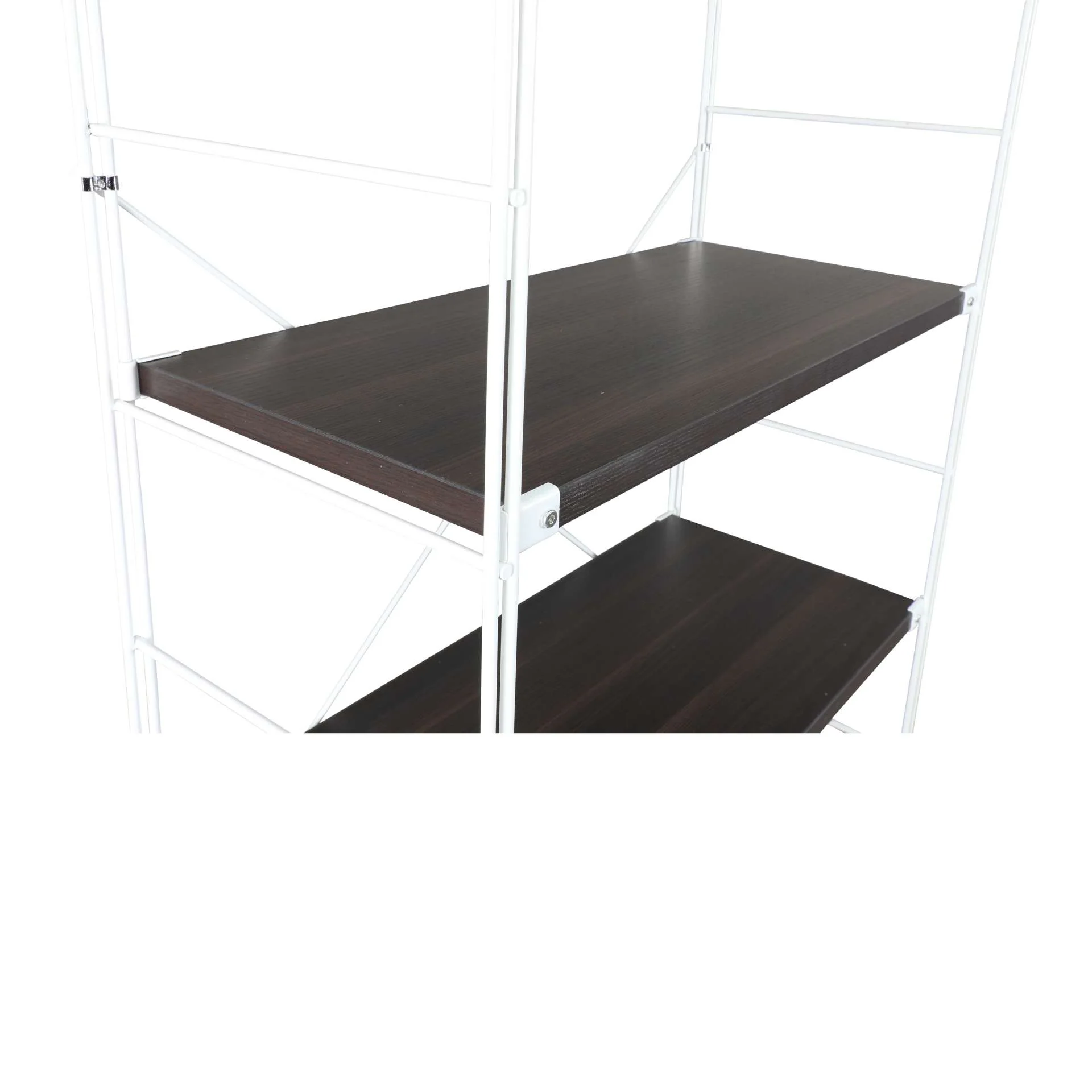 LeisureMod Brentwood Etagere Bookcase with White Powder Coated Steel Frame and Melamine Board Shelves - Image 22