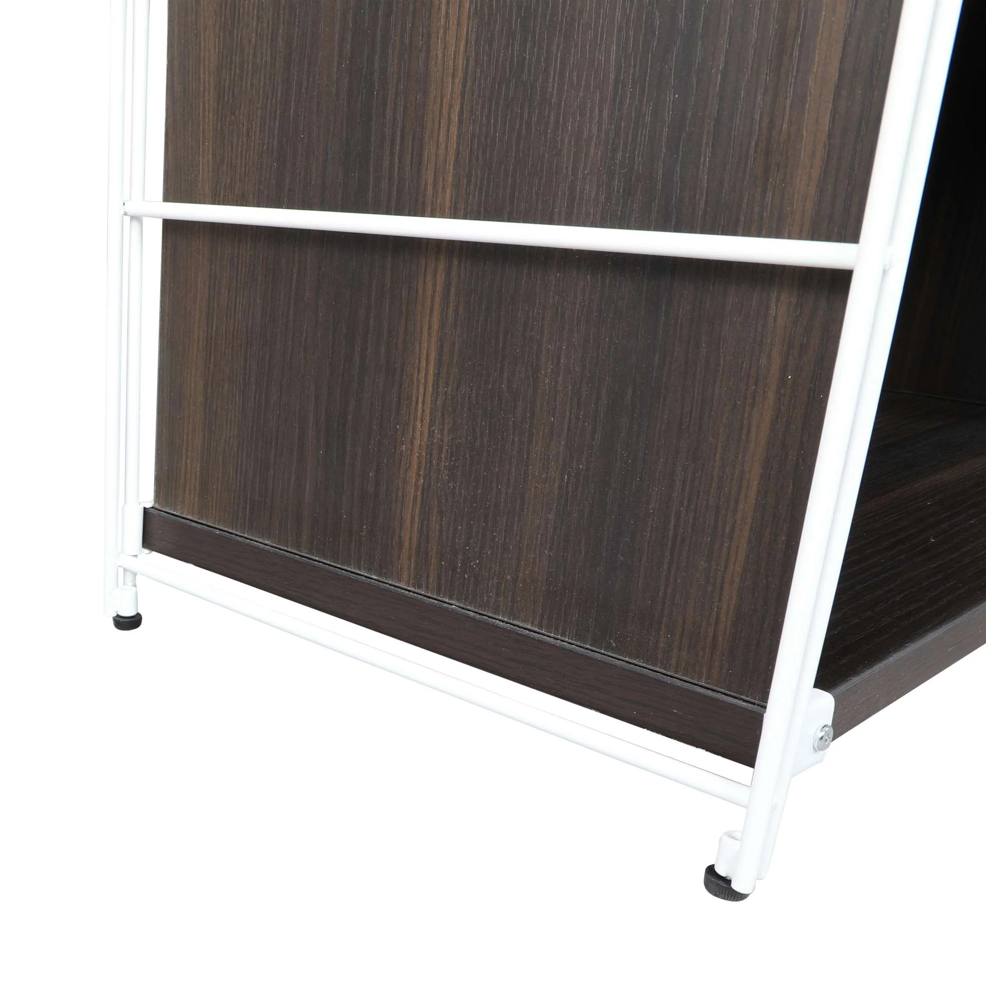 LeisureMod Brentwood Etagere Bookcase with White Powder Coated Steel Frame and Melamine Board Shelves - Image 24