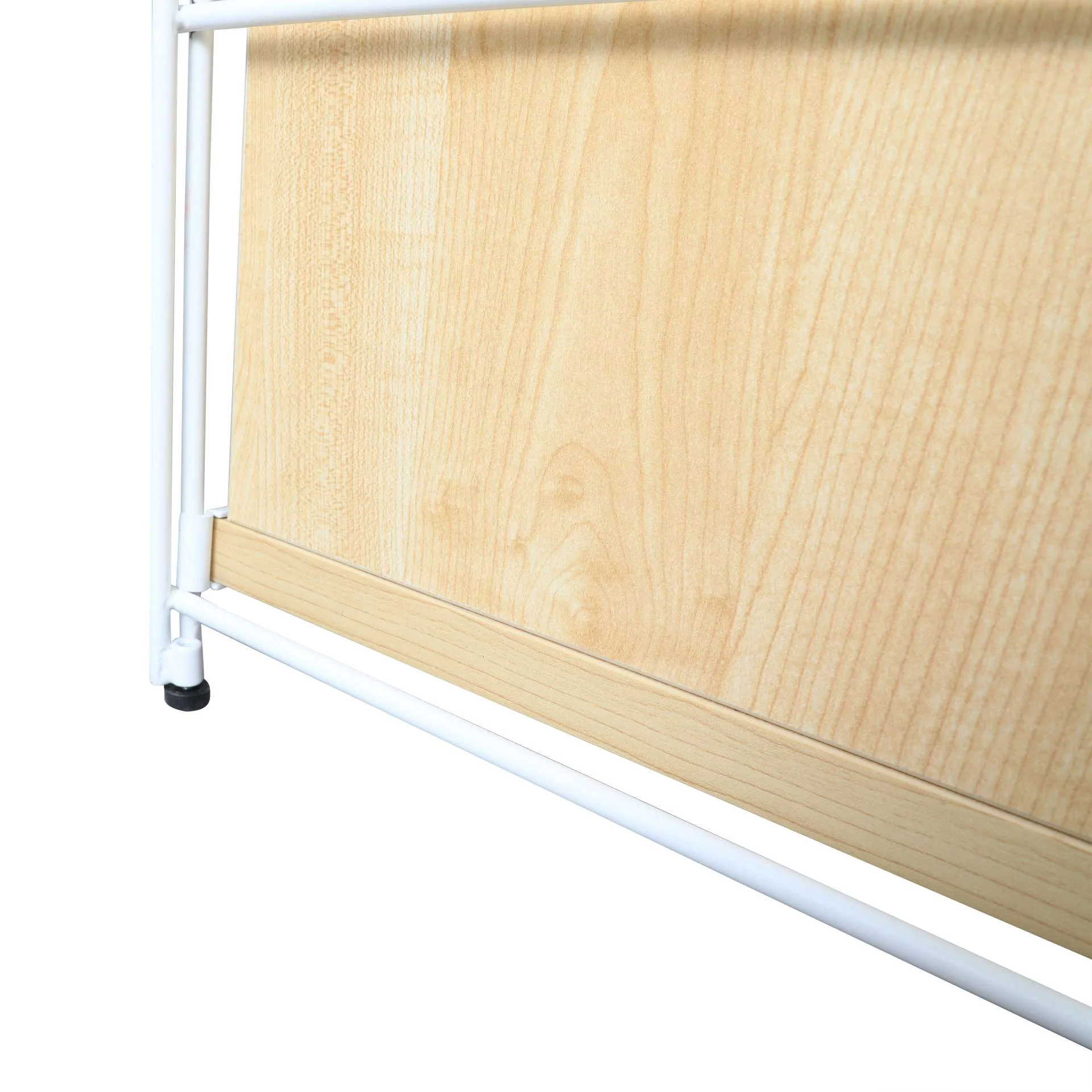 LeisureMod Brentwood Etagere Bookcase with White Powder Coated Steel Frame and Melamine Board Shelves - Image 4