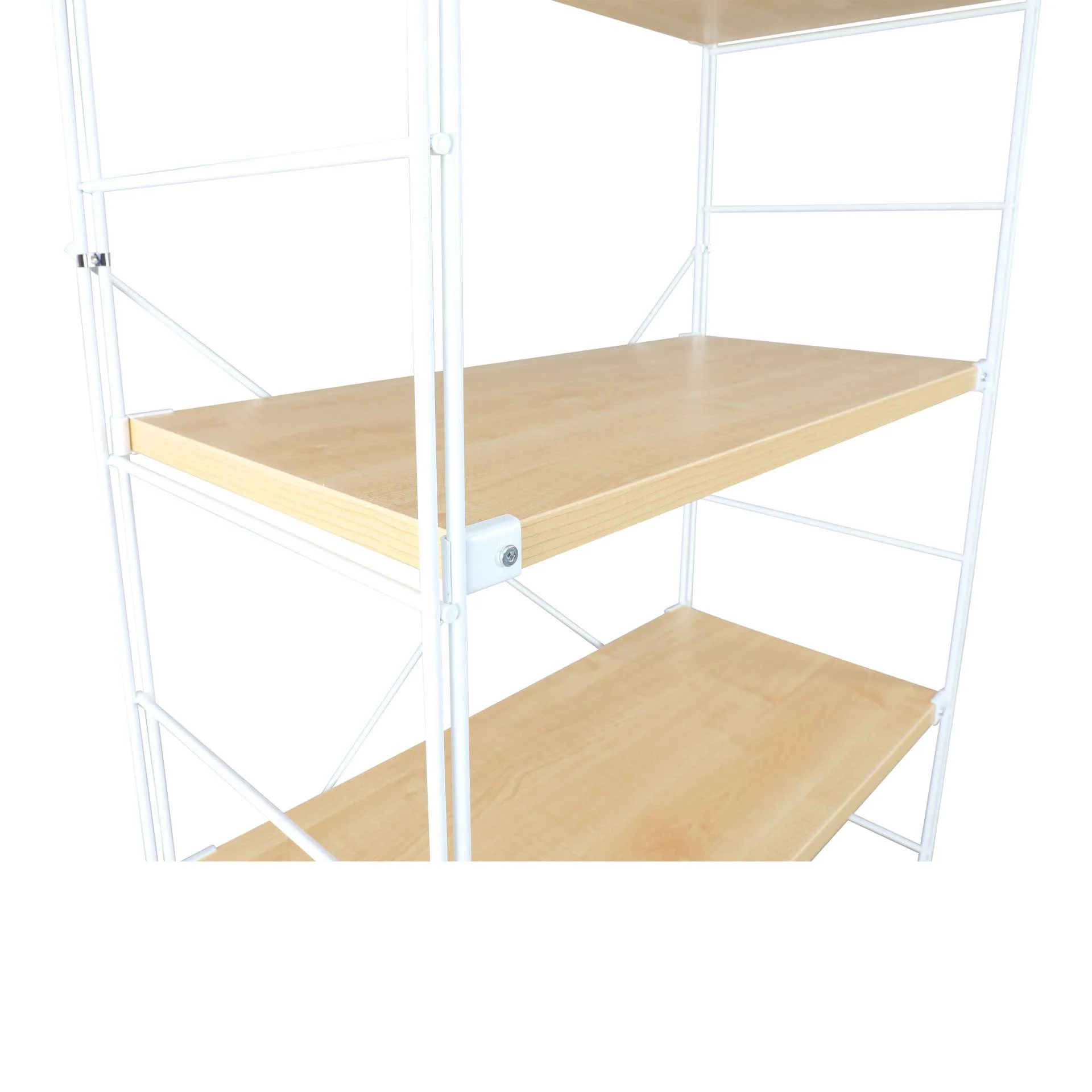 LeisureMod Brentwood Etagere Bookcase with White Powder Coated Steel Frame and Melamine Board Shelves - Image 6