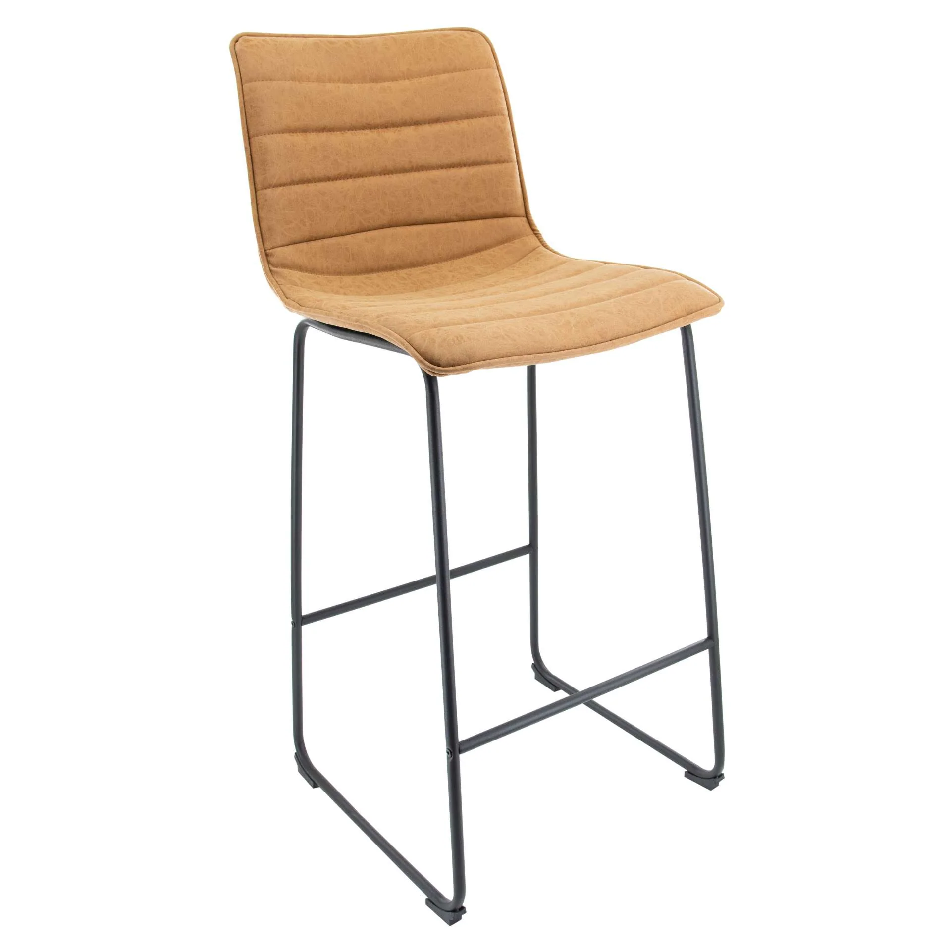 LeisureMod Brooklyn 29.9" Modern Leather Bar Stool With Black Iron Base & Footrest - Image 10