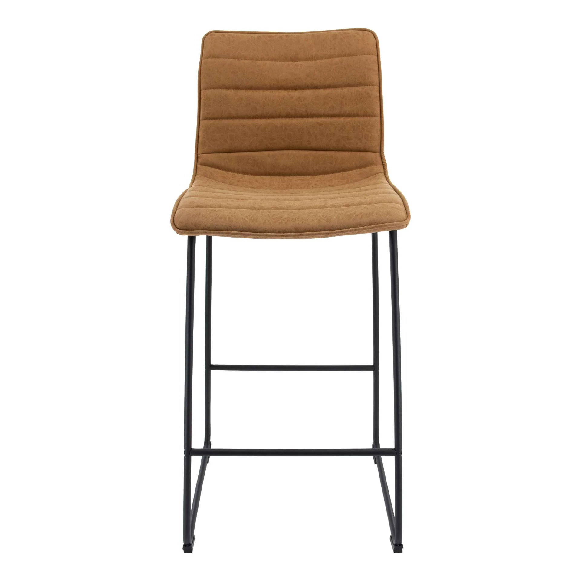 LeisureMod Brooklyn 29.9" Modern Leather Bar Stool With Black Iron Base & Footrest - Image 14