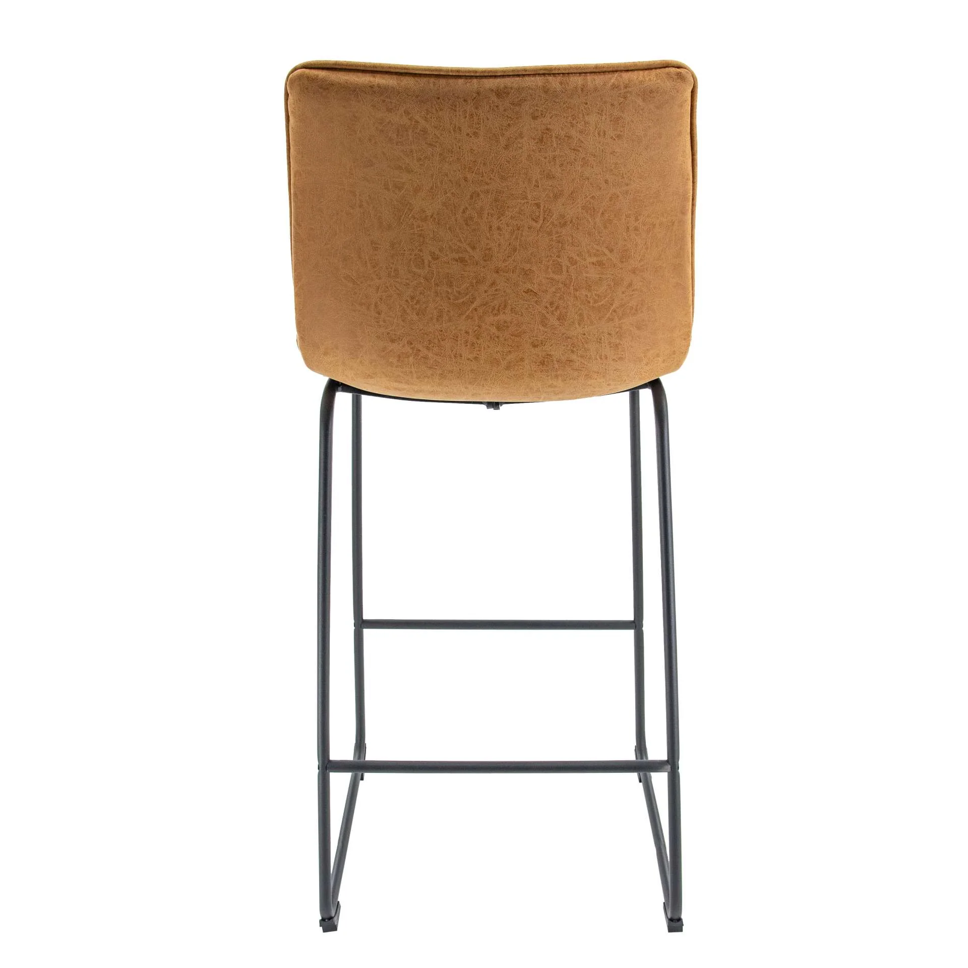 LeisureMod Brooklyn 29.9" Modern Leather Bar Stool With Black Iron Base & Footrest - Image 15