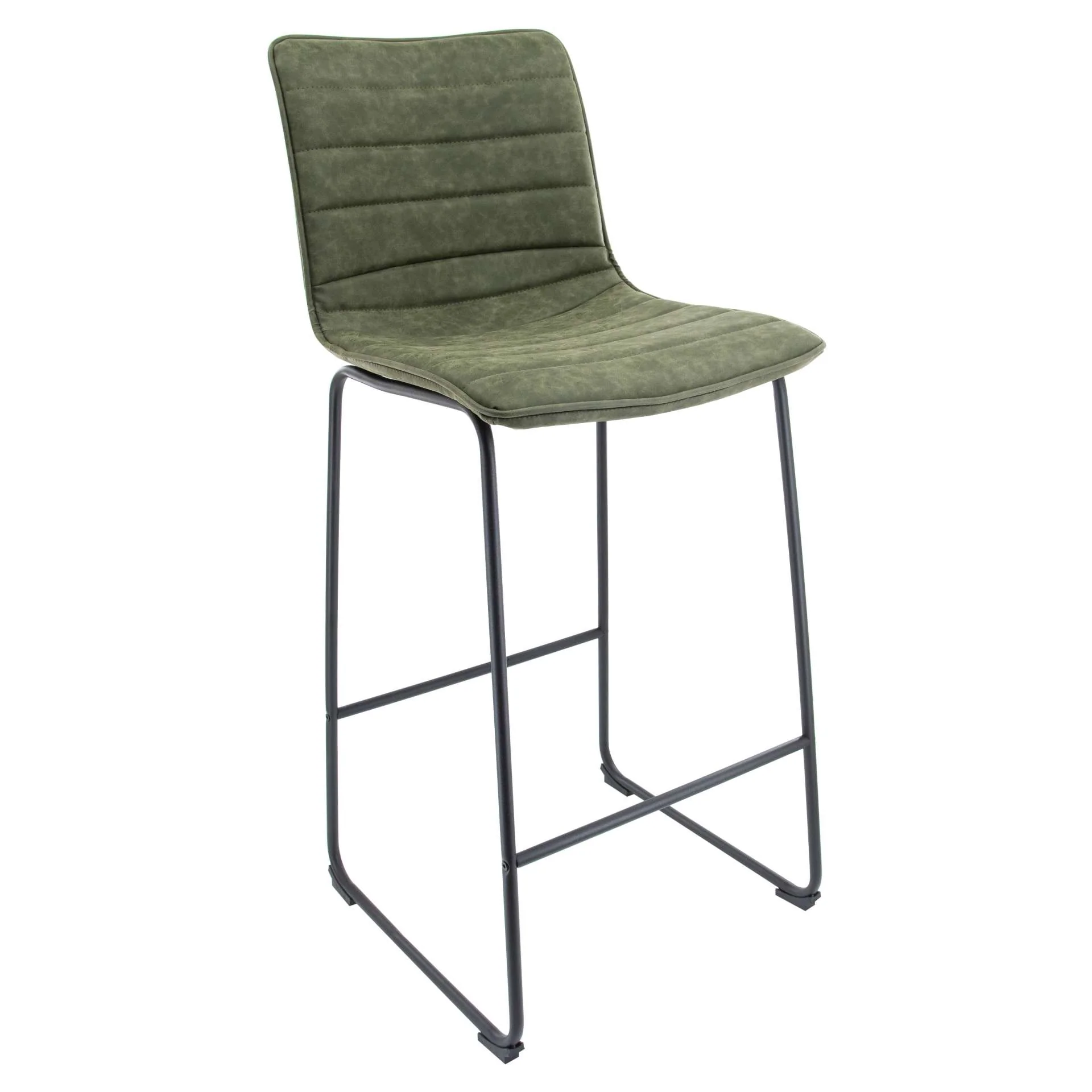 LeisureMod Brooklyn 29.9" Modern Leather Bar Stool With Black Iron Base & Footrest - Image 26
