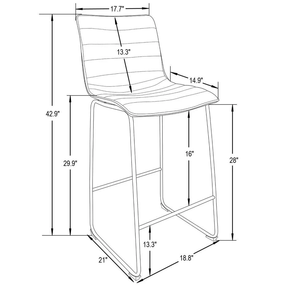 LeisureMod Brooklyn 29.9" Modern Leather Bar Stool With Black Iron Base & Footrest - Image 33