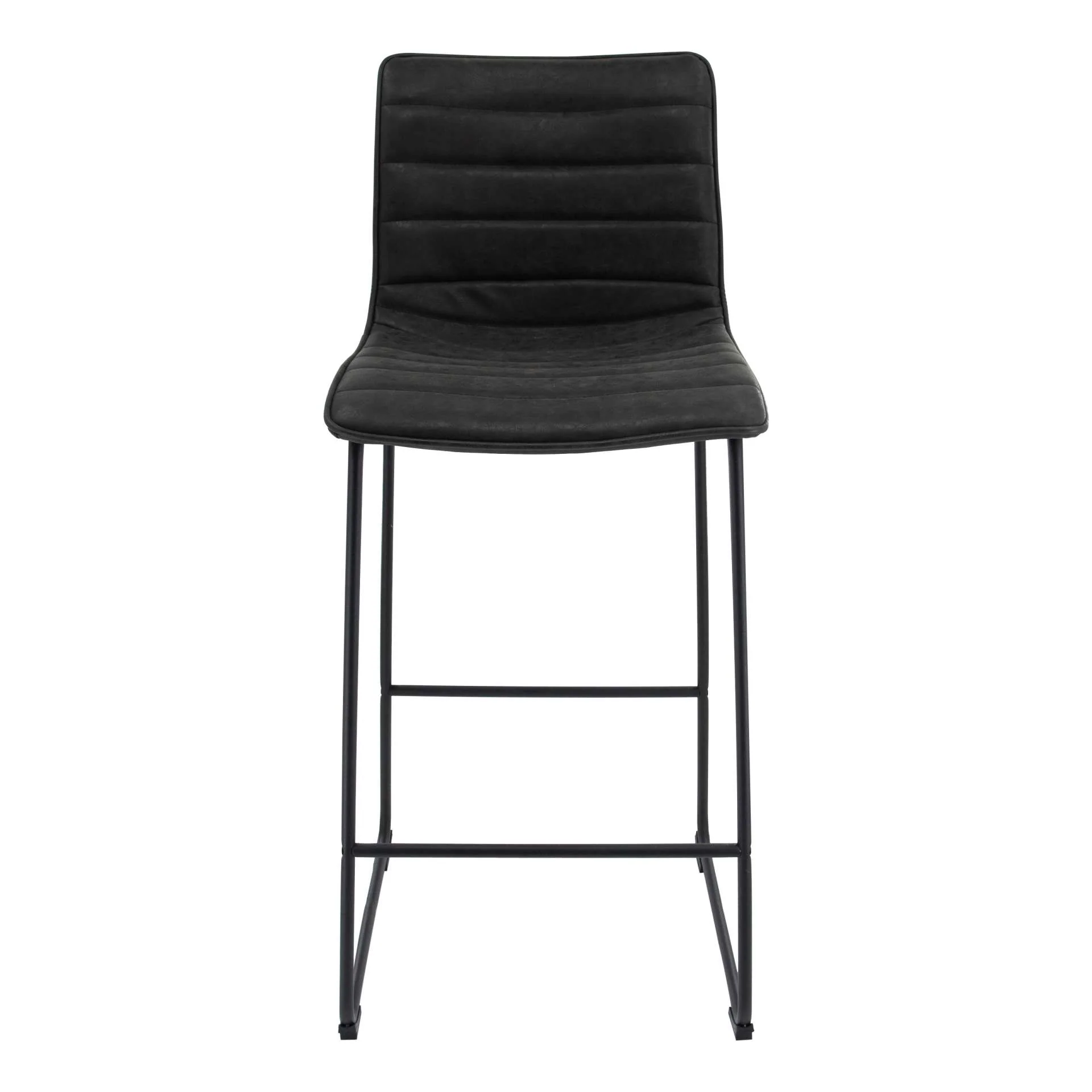 LeisureMod Brooklyn 29.9" Modern Leather Bar Stool With Black Iron Base & Footrest - Image 6