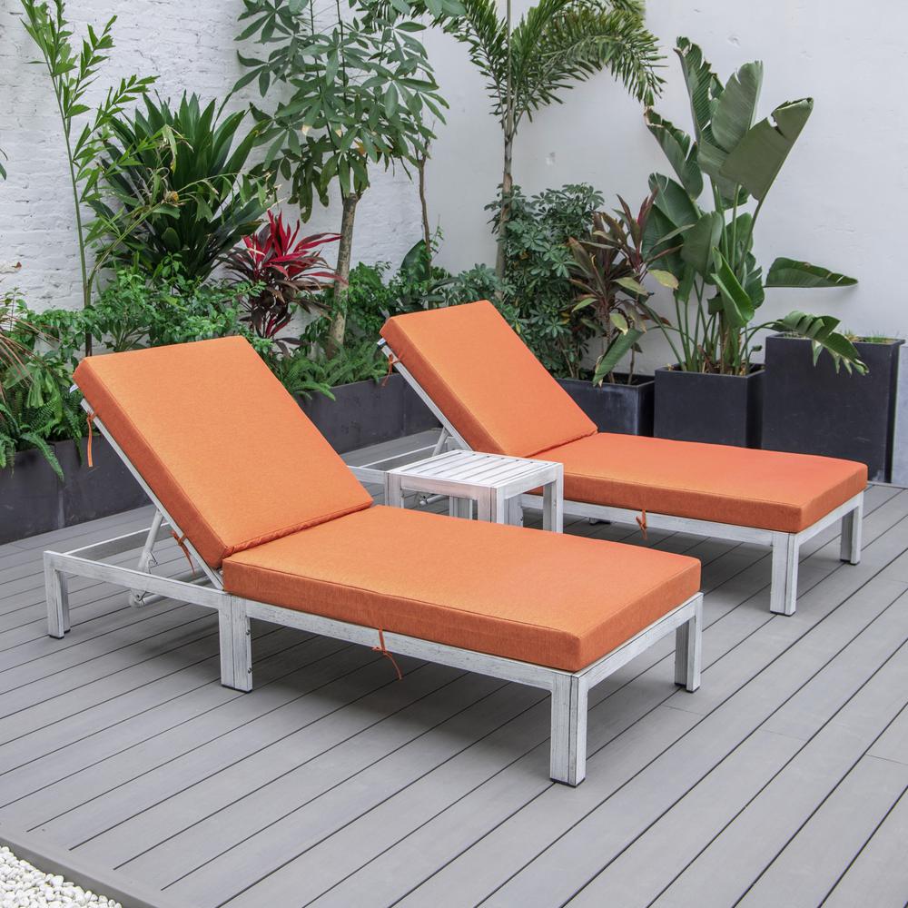 LeisureMod Chelsea Modern Outdoor Weathered Grey Chaise Lounge Chair Set of 2 With Side Table & Cushions - Image 12