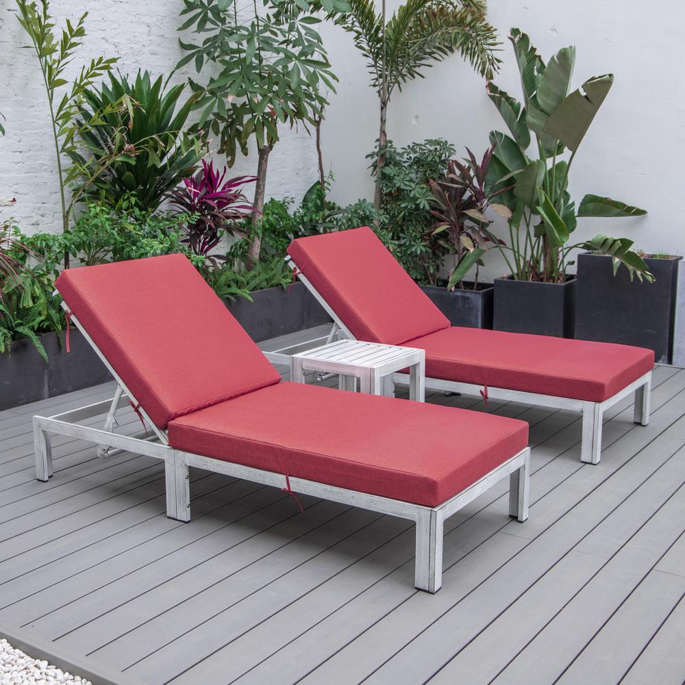 LeisureMod Chelsea Modern Outdoor Weathered Grey Chaise Lounge Chair Set of 2 With Side Table & Cushions - Image 19