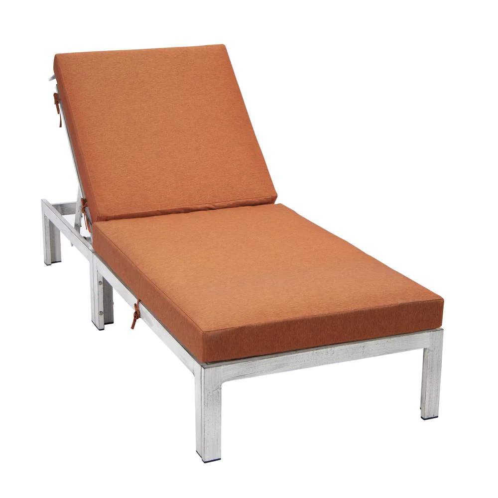 LeisureMod Chelsea Modern Outdoor Weathered Grey Chaise Lounge Chair With Cushions - Image 10