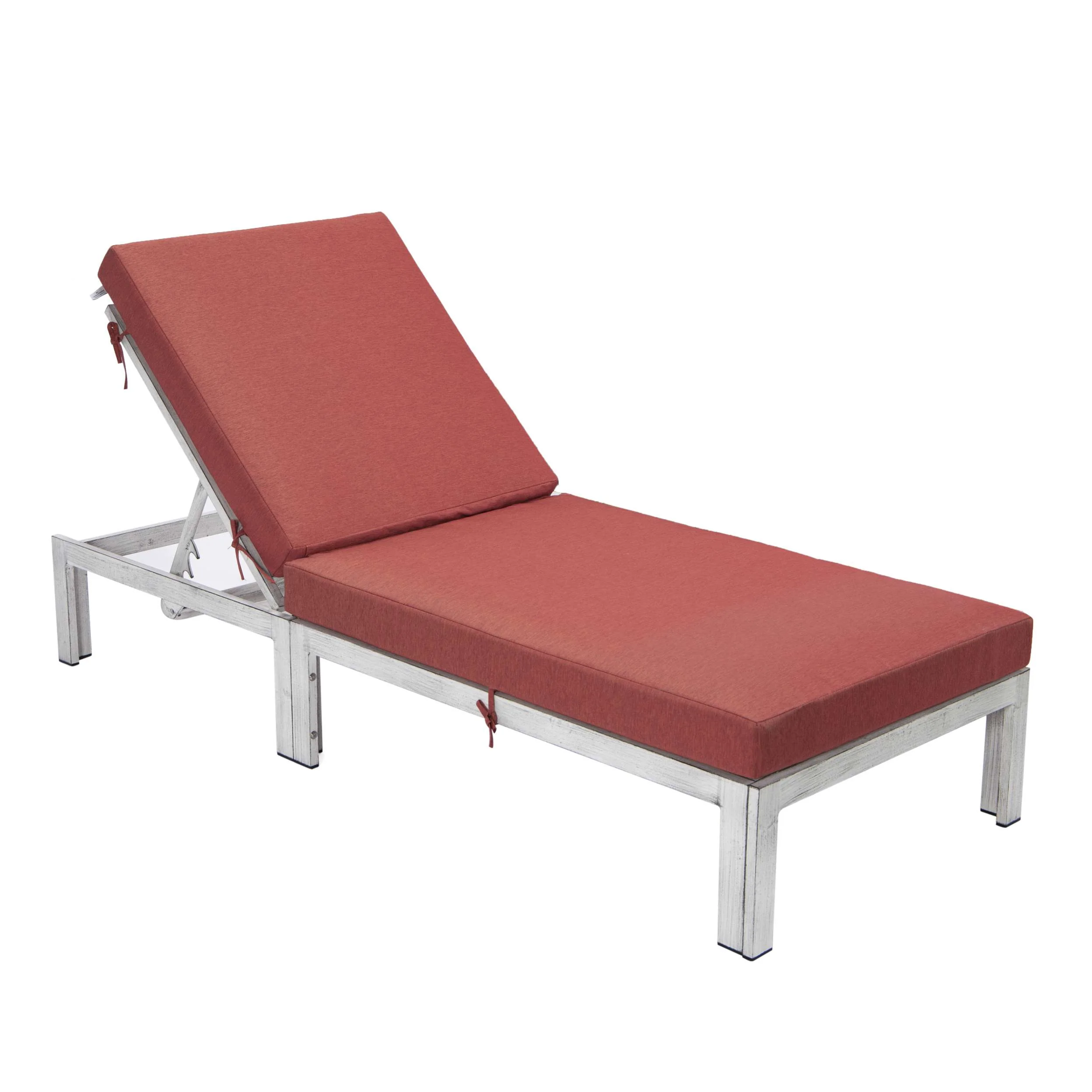 LeisureMod Chelsea Modern Outdoor Weathered Grey Chaise Lounge Chair With Cushions - Image 15