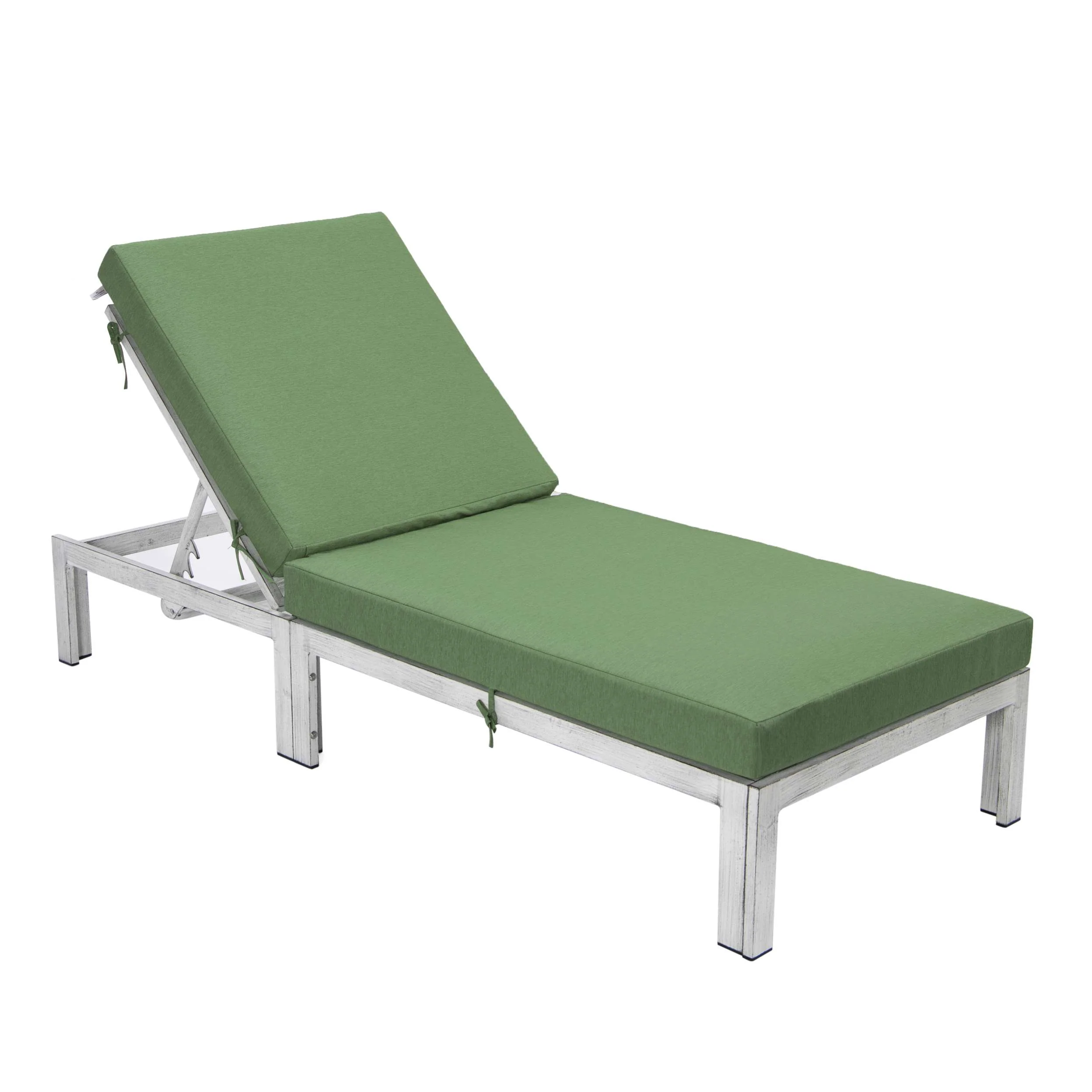 LeisureMod Chelsea Modern Outdoor Weathered Grey Chaise Lounge Chair With Cushions - Image 3
