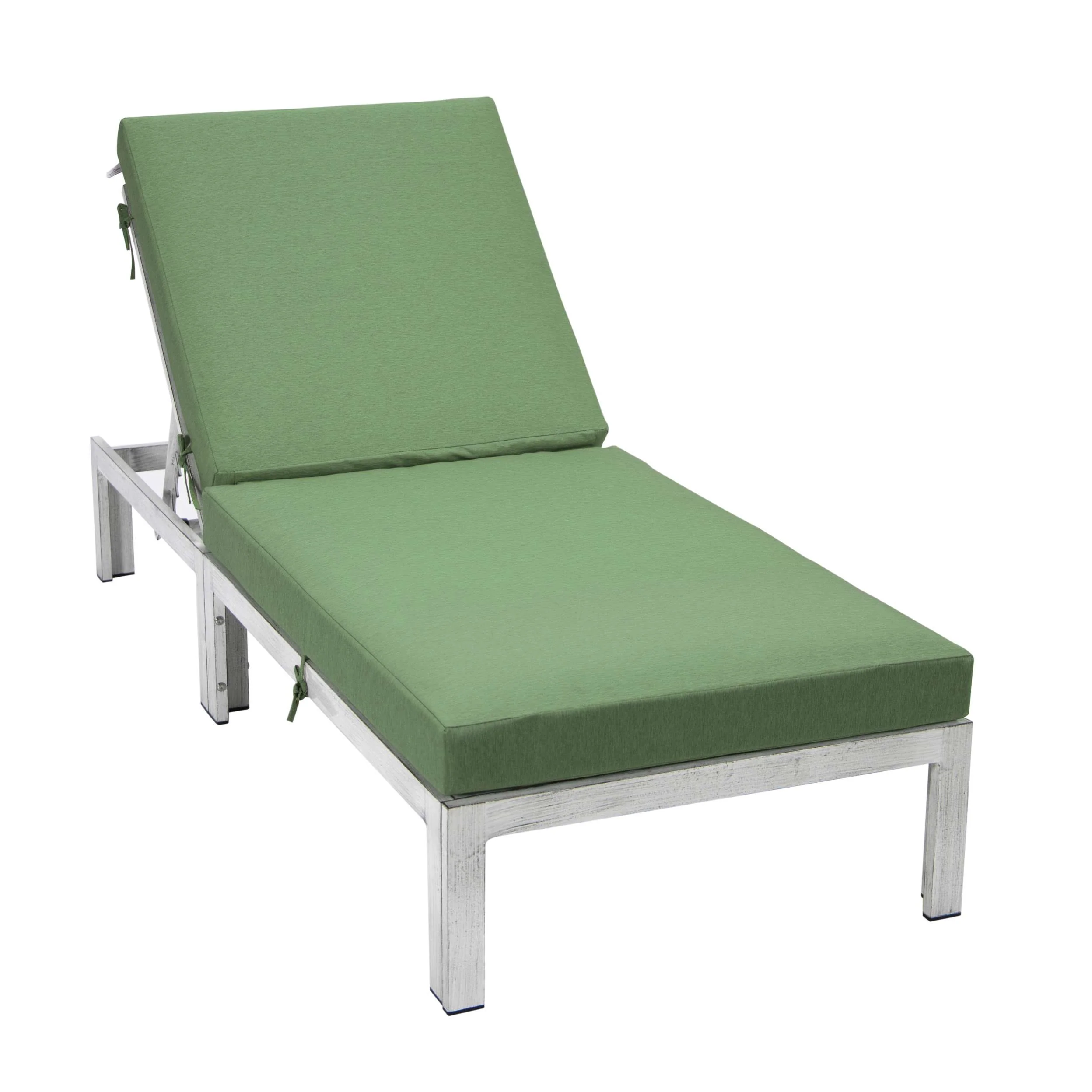 LeisureMod Chelsea Modern Outdoor Weathered Grey Chaise Lounge Chair With Cushions - Image 4