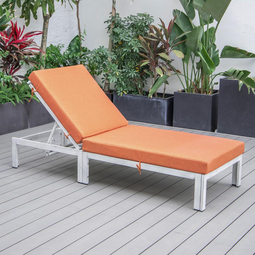 LeisureMod Chelsea Modern Outdoor Weathered Grey Chaise Lounge Chair With Cushions - Image 8