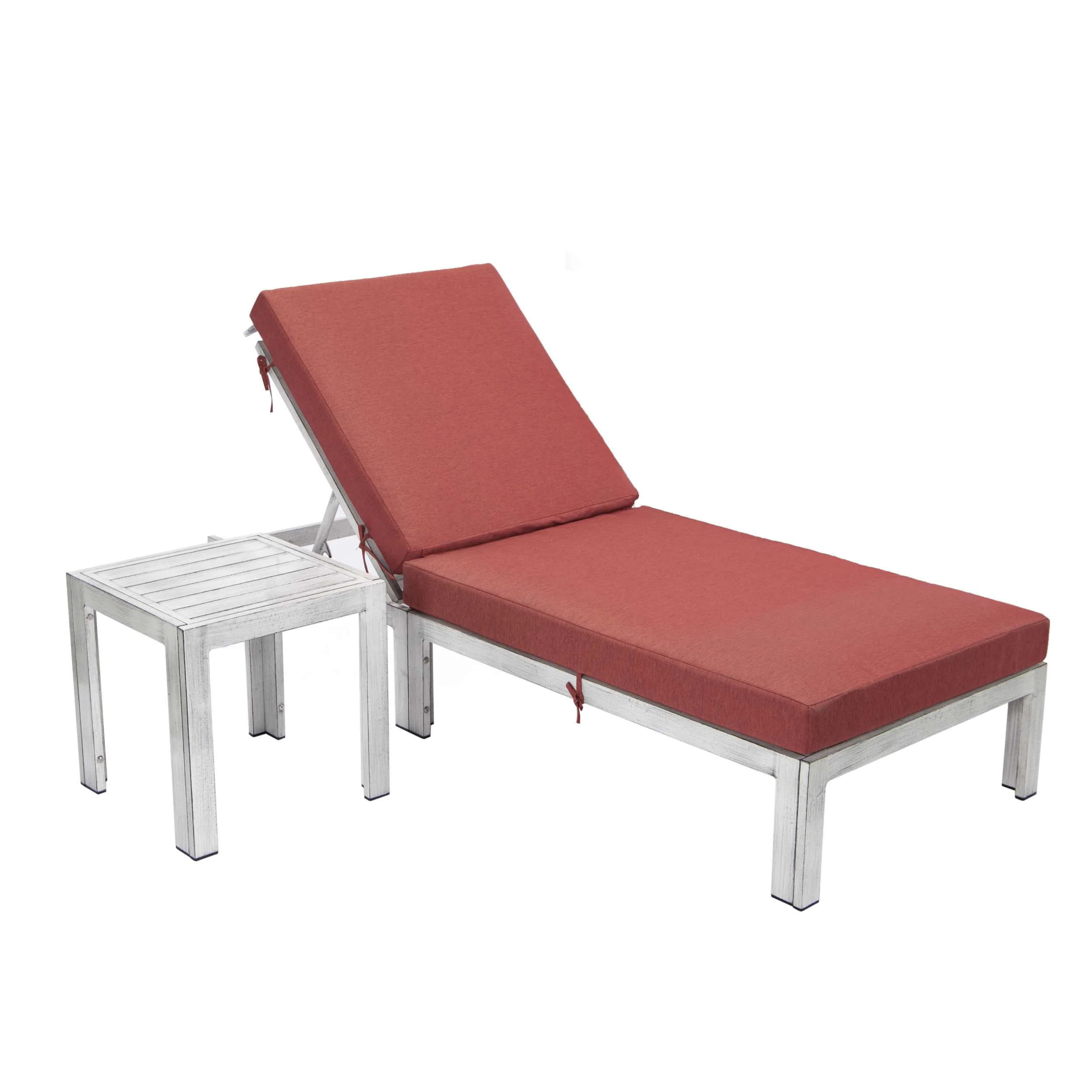 LeisureMod Chelsea Modern Outdoor Weathered Grey Chaise Lounge Chair With Side Table & Cushions - Image 19