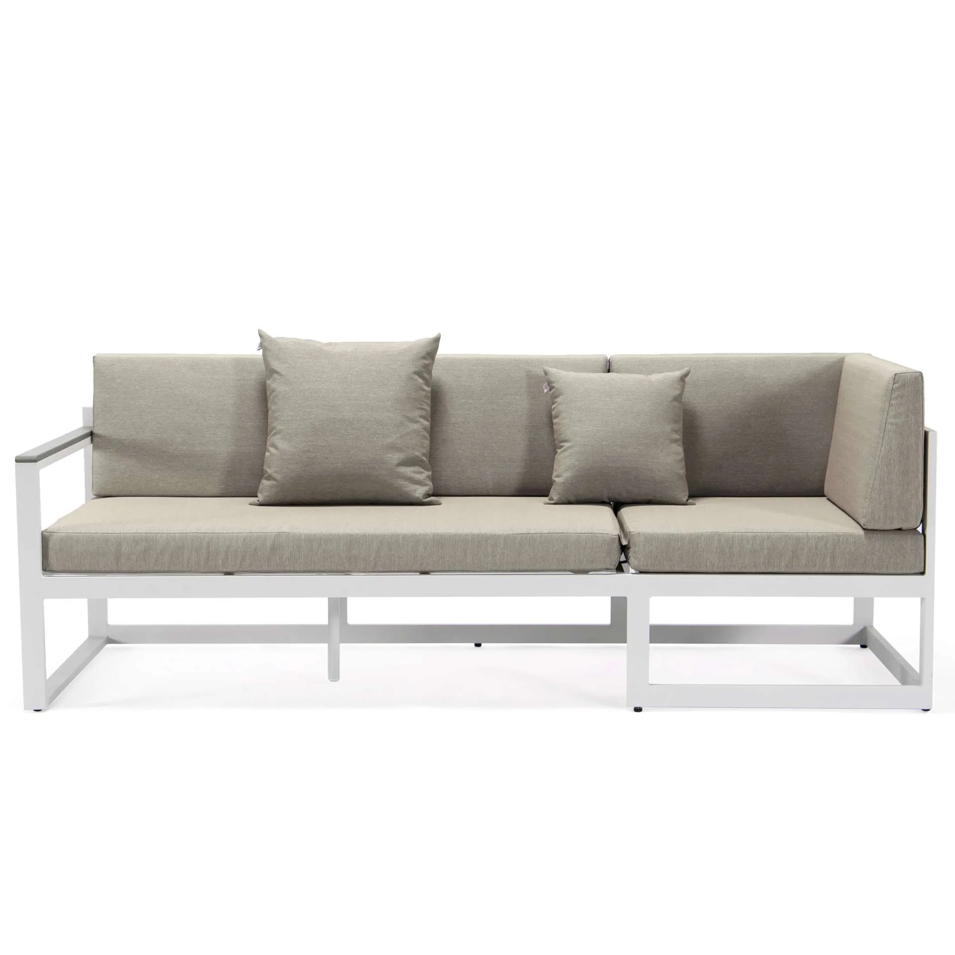 LeisureMod Chelsea White Sectional With Adjustable Headrest & Coffee Table With Cushions - Image 13