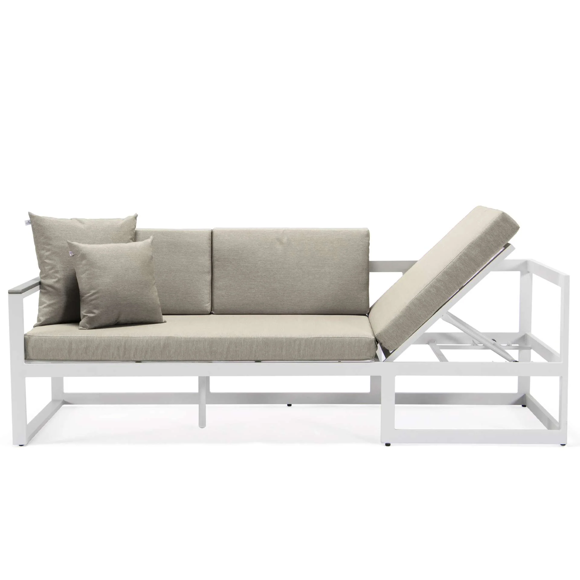 LeisureMod Chelsea White Sectional With Adjustable Headrest & Coffee Table With Cushions - Image 14