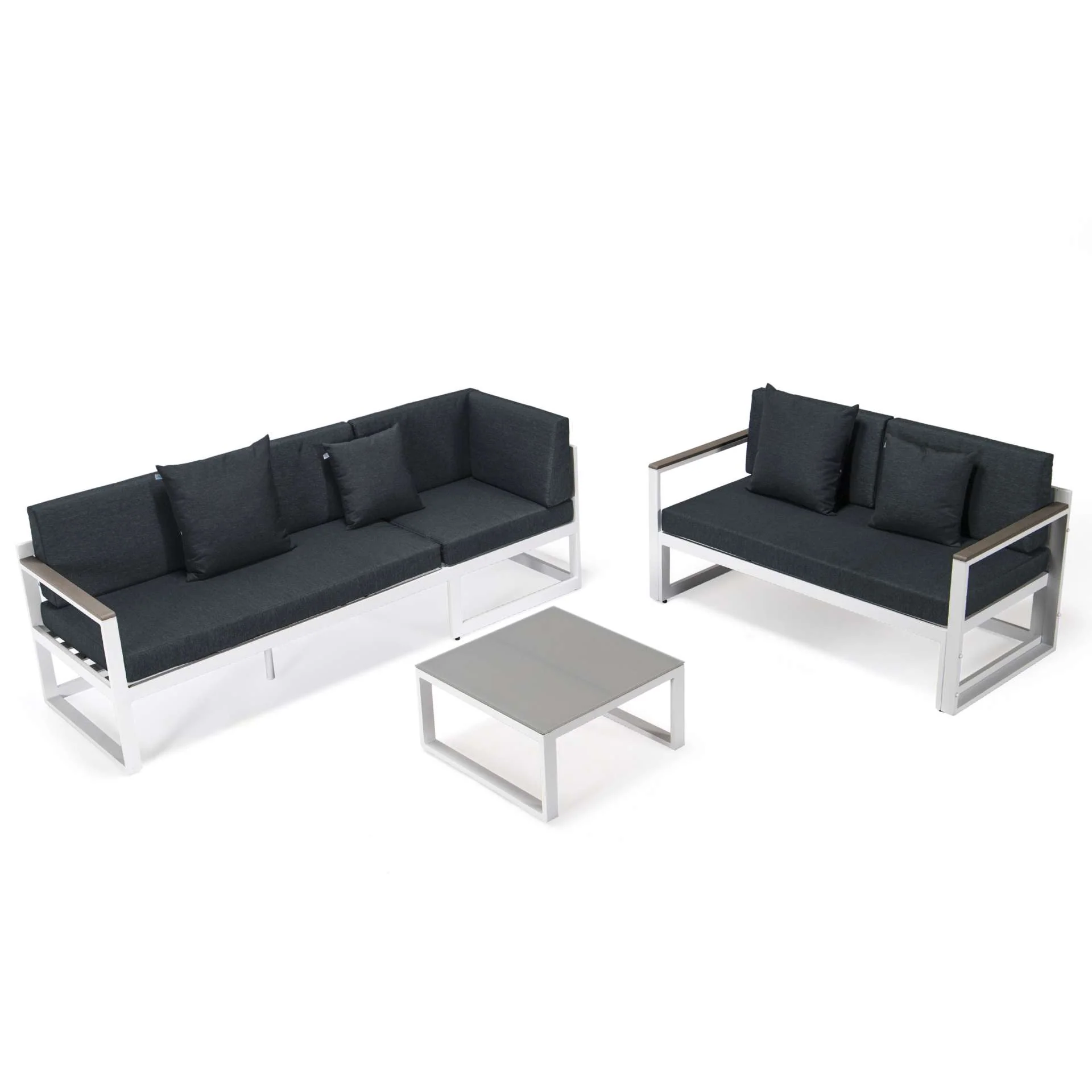 LeisureMod Chelsea White Sectional With Adjustable Headrest & Coffee Table With Cushions - Image 21