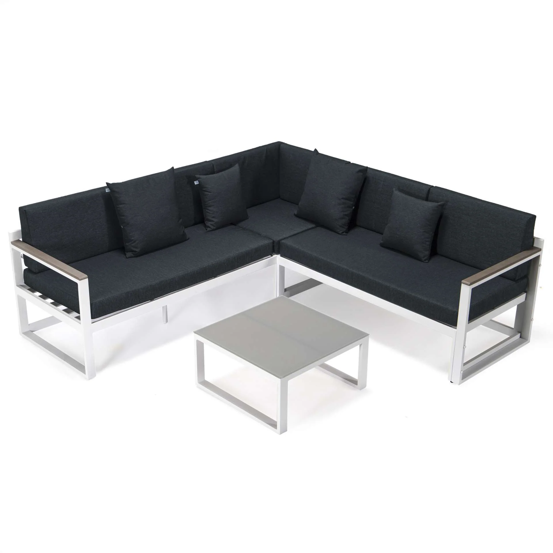 LeisureMod Chelsea White Sectional With Adjustable Headrest & Coffee Table With Cushions - Image 22