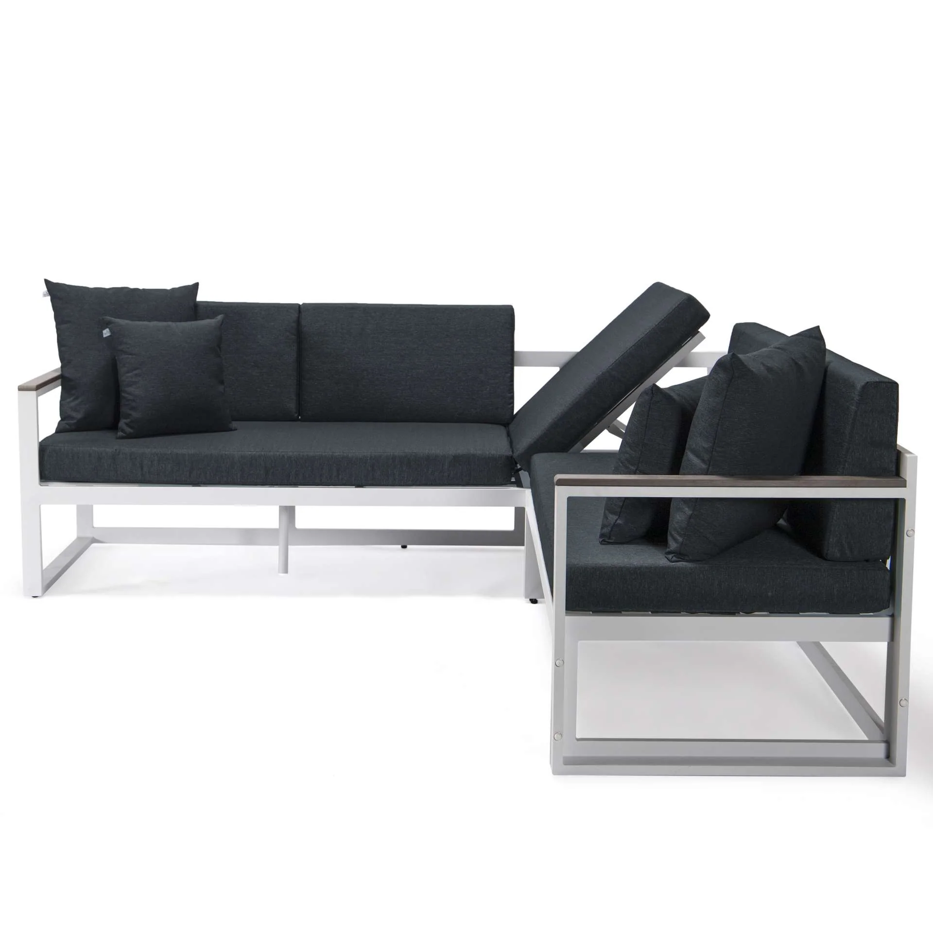 LeisureMod Chelsea White Sectional With Adjustable Headrest & Coffee Table With Cushions - Image 23