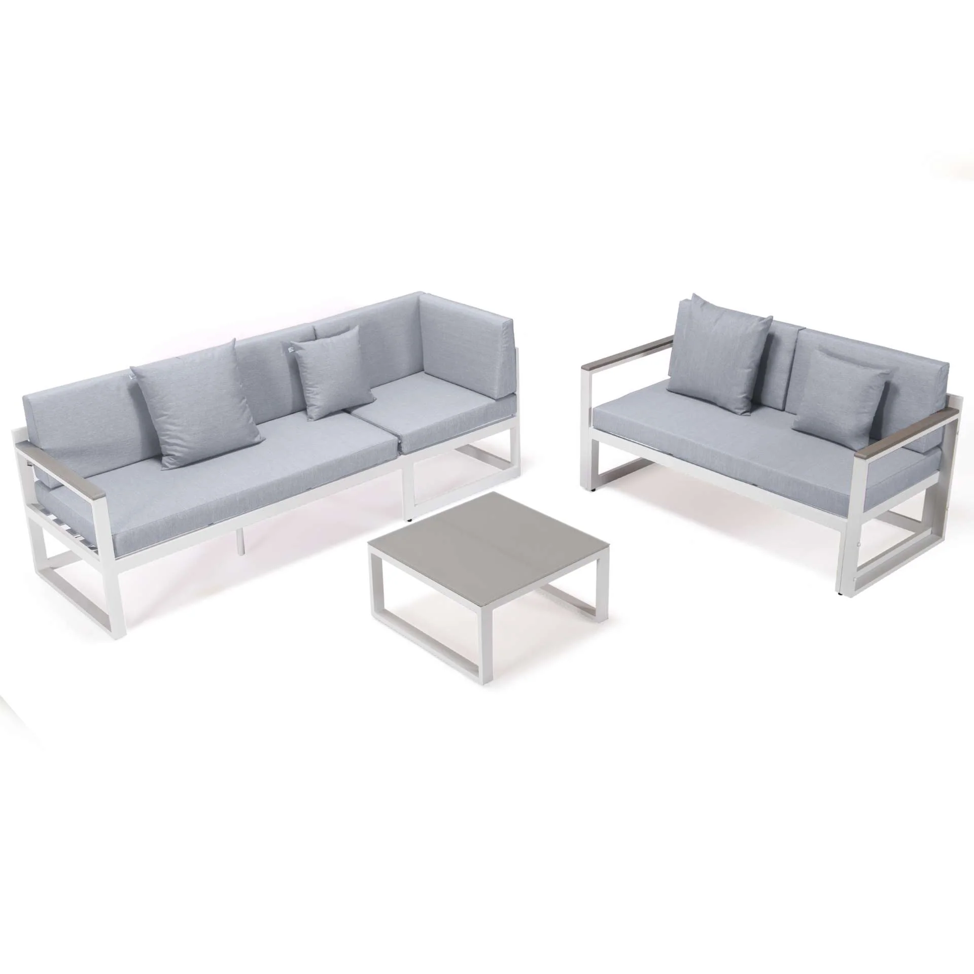 LeisureMod Chelsea White Sectional With Adjustable Headrest & Coffee Table With Cushions - Image 47