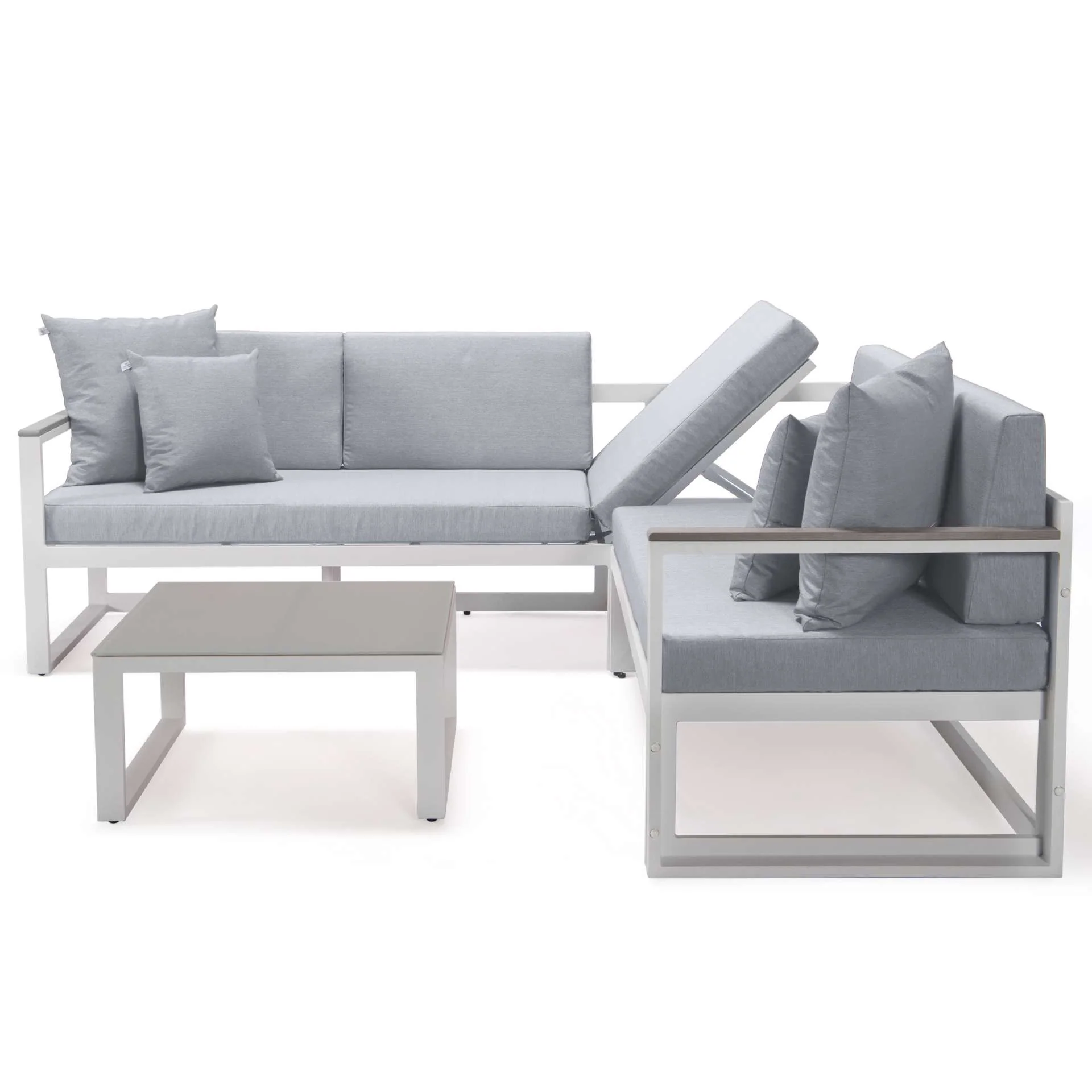 LeisureMod Chelsea White Sectional With Adjustable Headrest & Coffee Table With Cushions - Image 50
