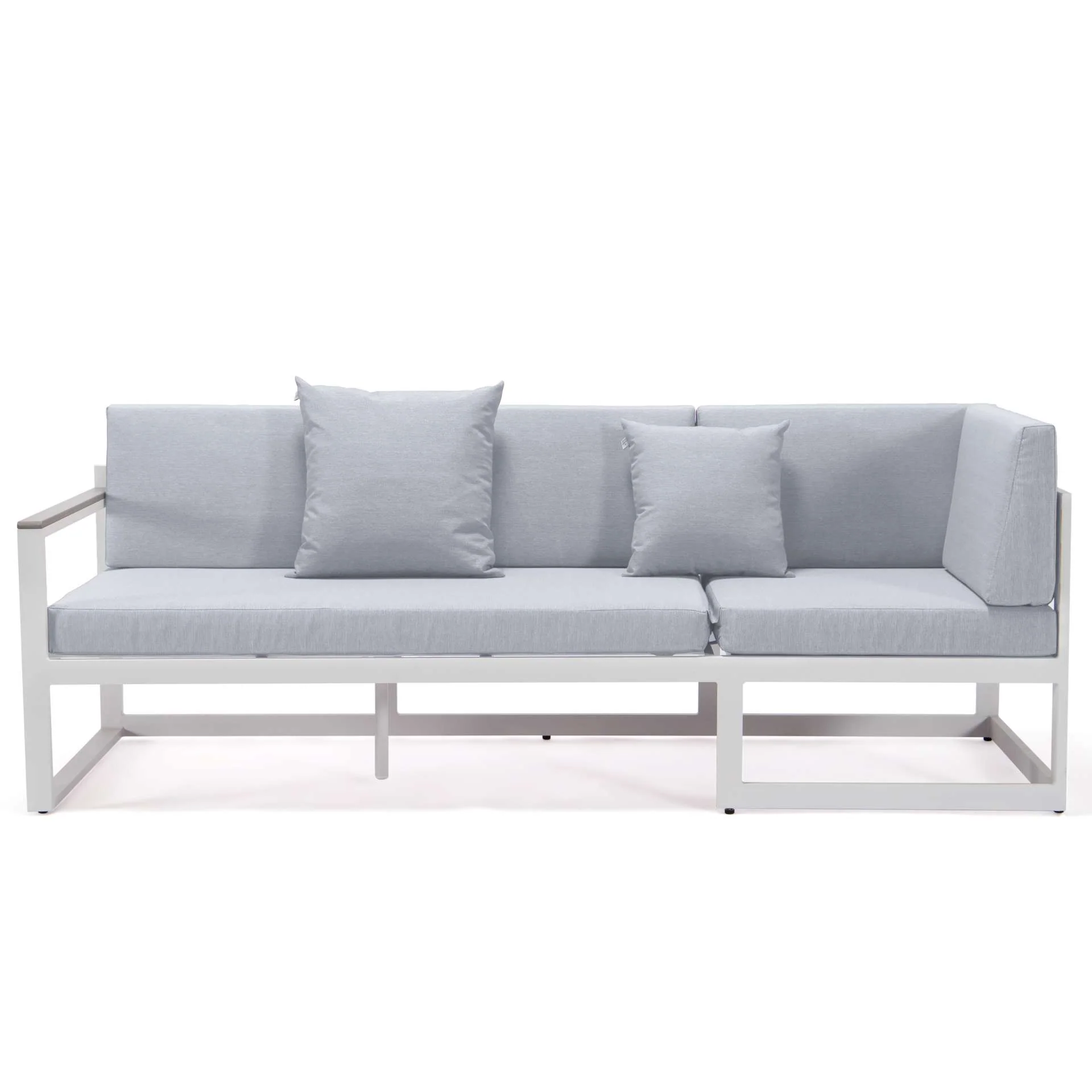 LeisureMod Chelsea White Sectional With Adjustable Headrest & Coffee Table With Cushions - Image 55