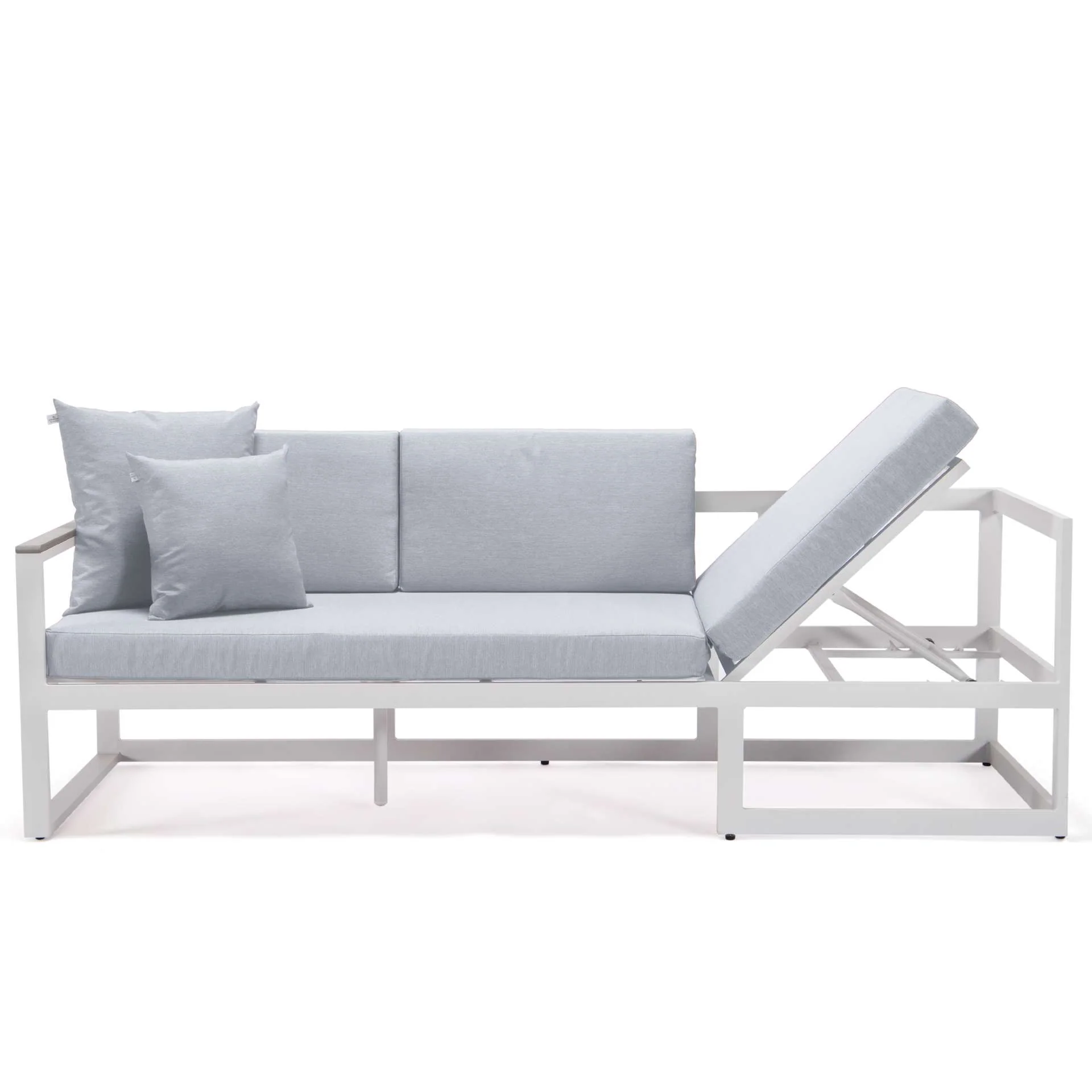 LeisureMod Chelsea White Sectional With Adjustable Headrest & Coffee Table With Cushions - Image 56