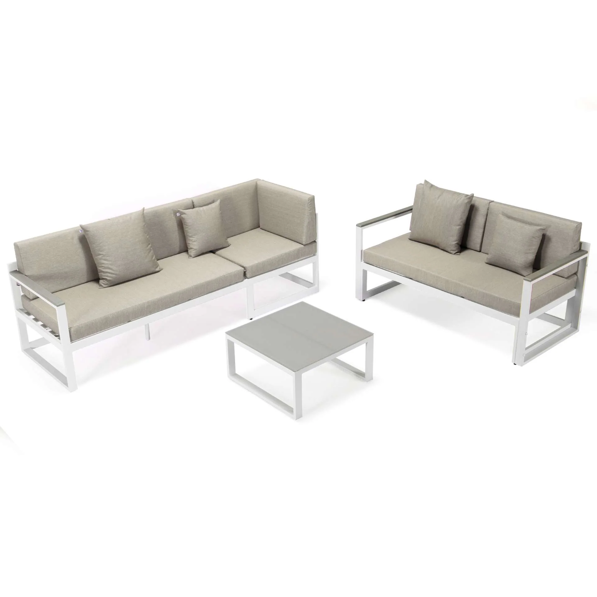 LeisureMod Chelsea White Sectional With Adjustable Headrest & Coffee Table With Cushions - Image 6