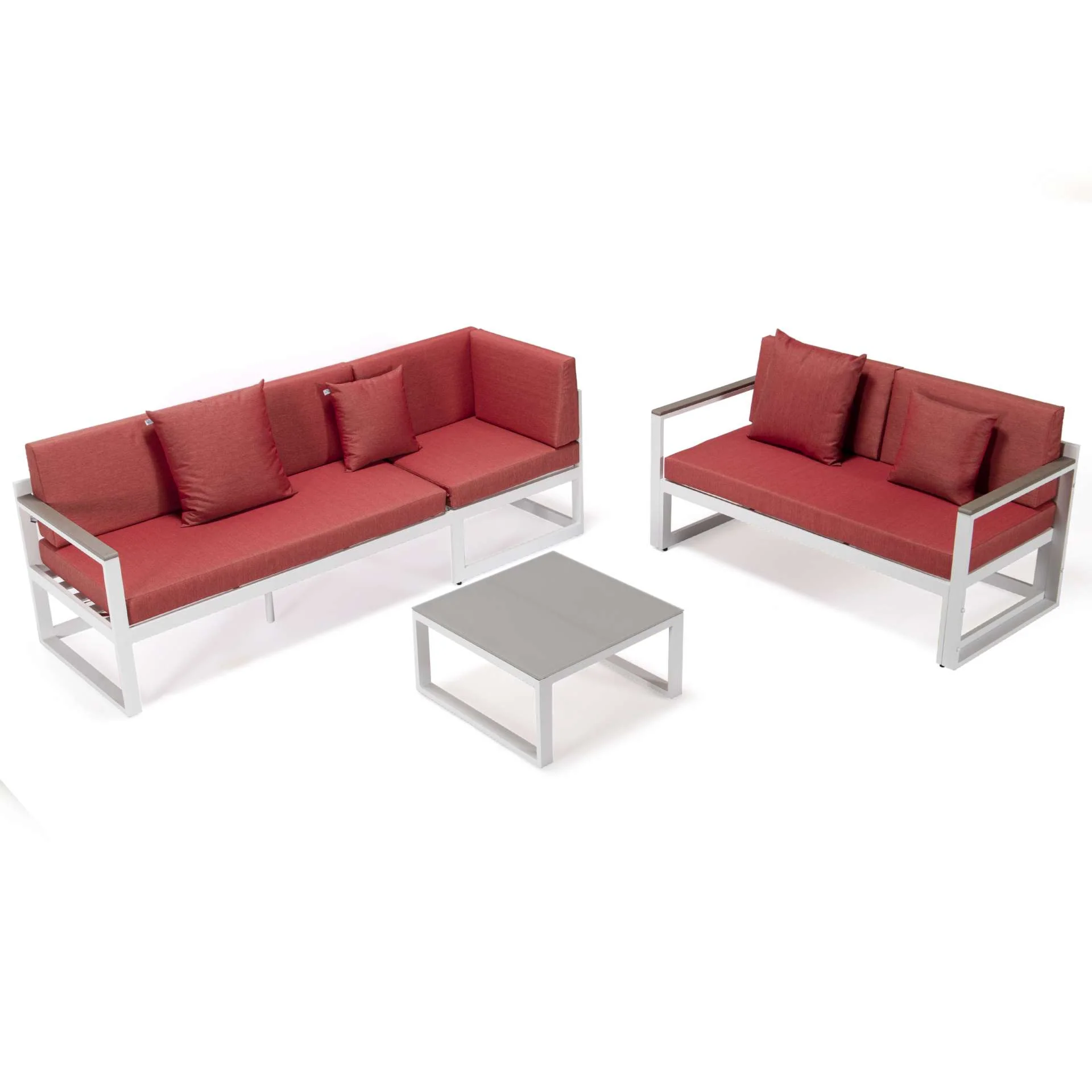 LeisureMod Chelsea White Sectional With Adjustable Headrest & Coffee Table With Cushions - Image 63