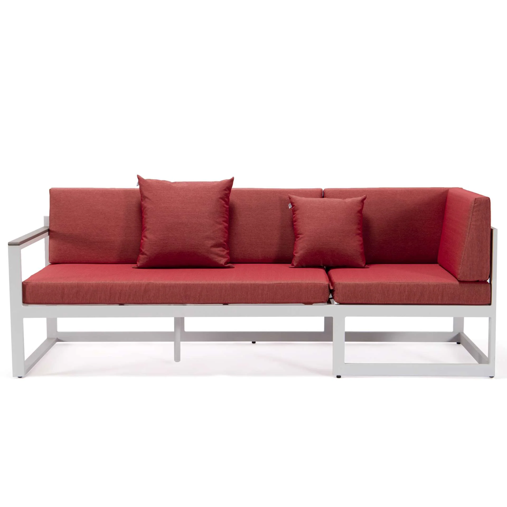 LeisureMod Chelsea White Sectional With Adjustable Headrest & Coffee Table With Cushions - Image 71