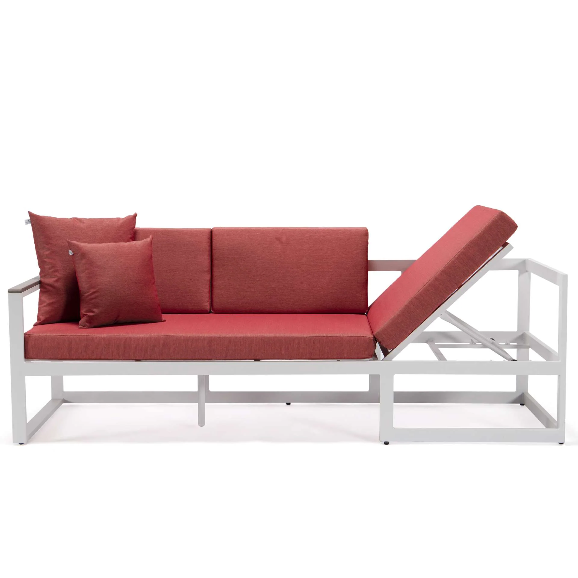 LeisureMod Chelsea White Sectional With Adjustable Headrest & Coffee Table With Cushions - Image 72