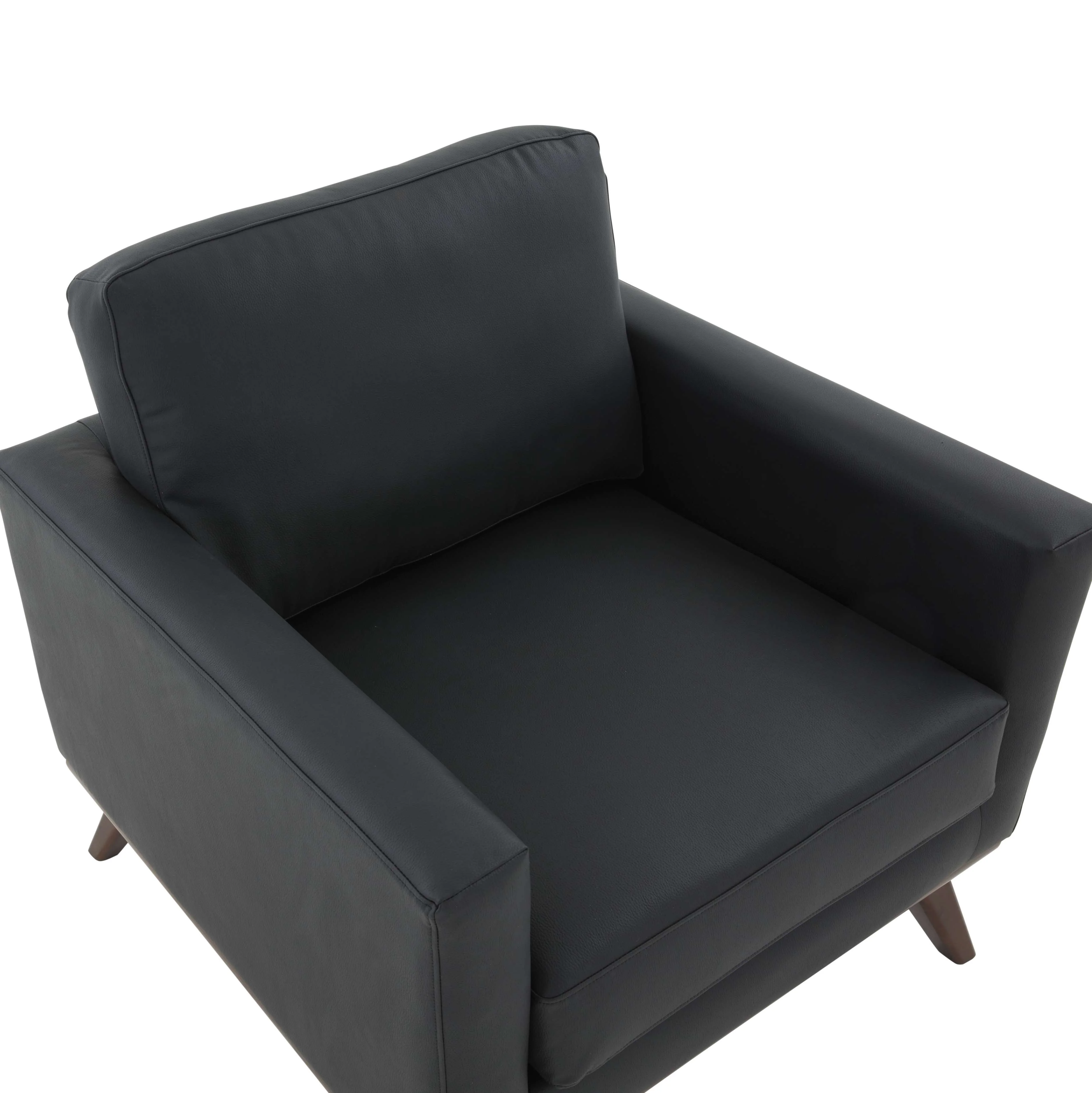 LeisureMod Chester Modern Leather Accent Arm Chair With Birch Wood Base - Image 2