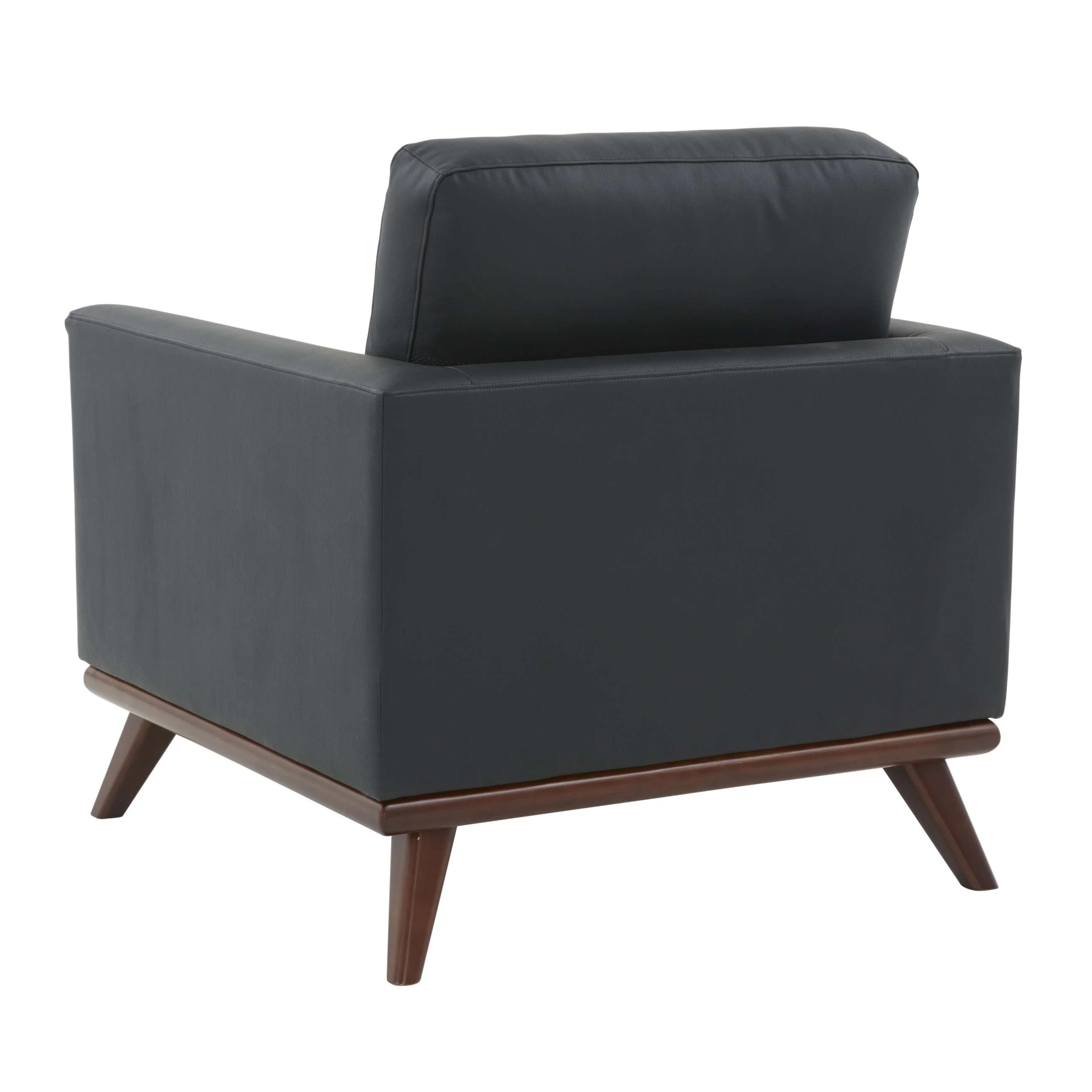 LeisureMod Chester Modern Leather Accent Arm Chair With Birch Wood Base - Image 3