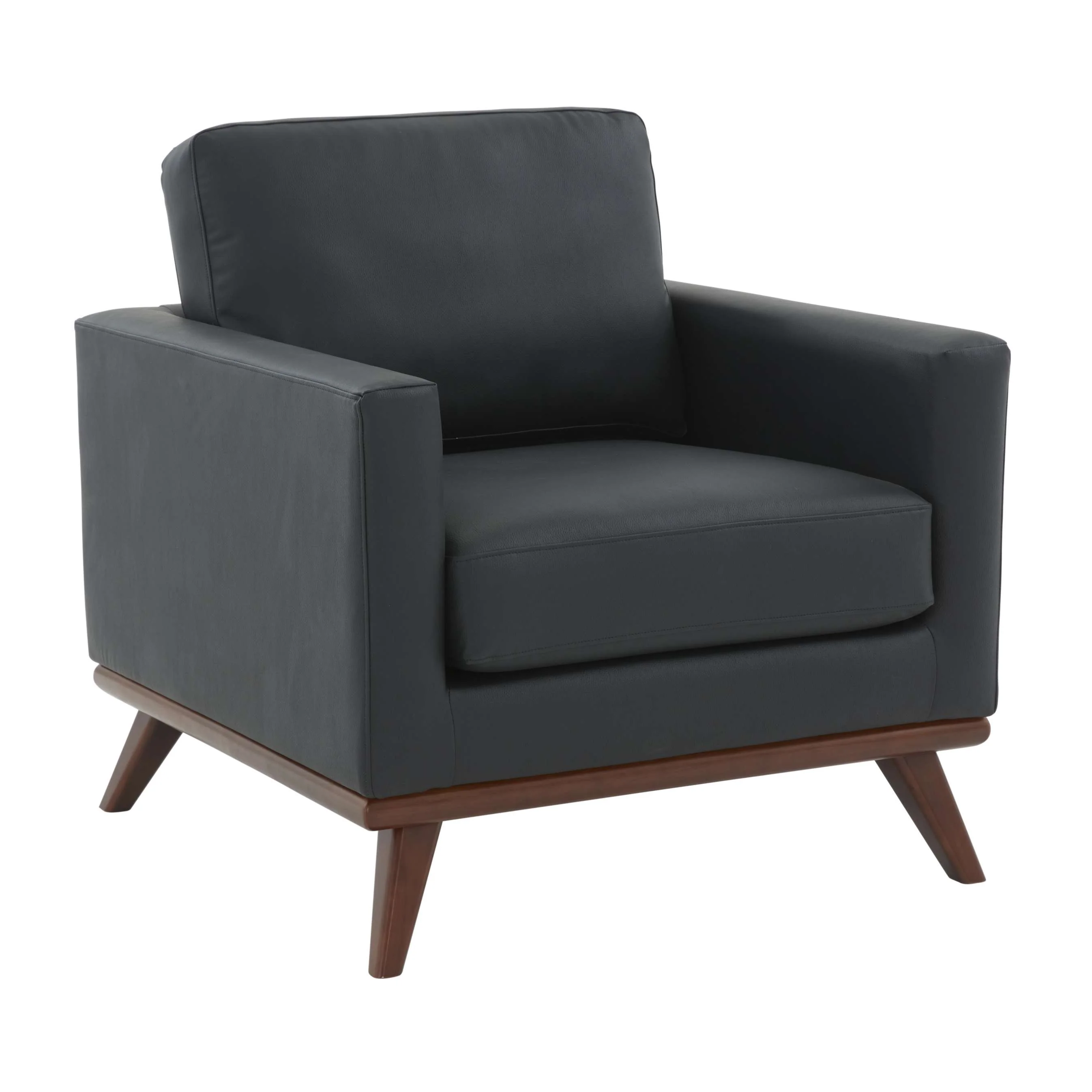 LeisureMod Chester Modern Leather Accent Arm Chair With Birch Wood Base - Image 5