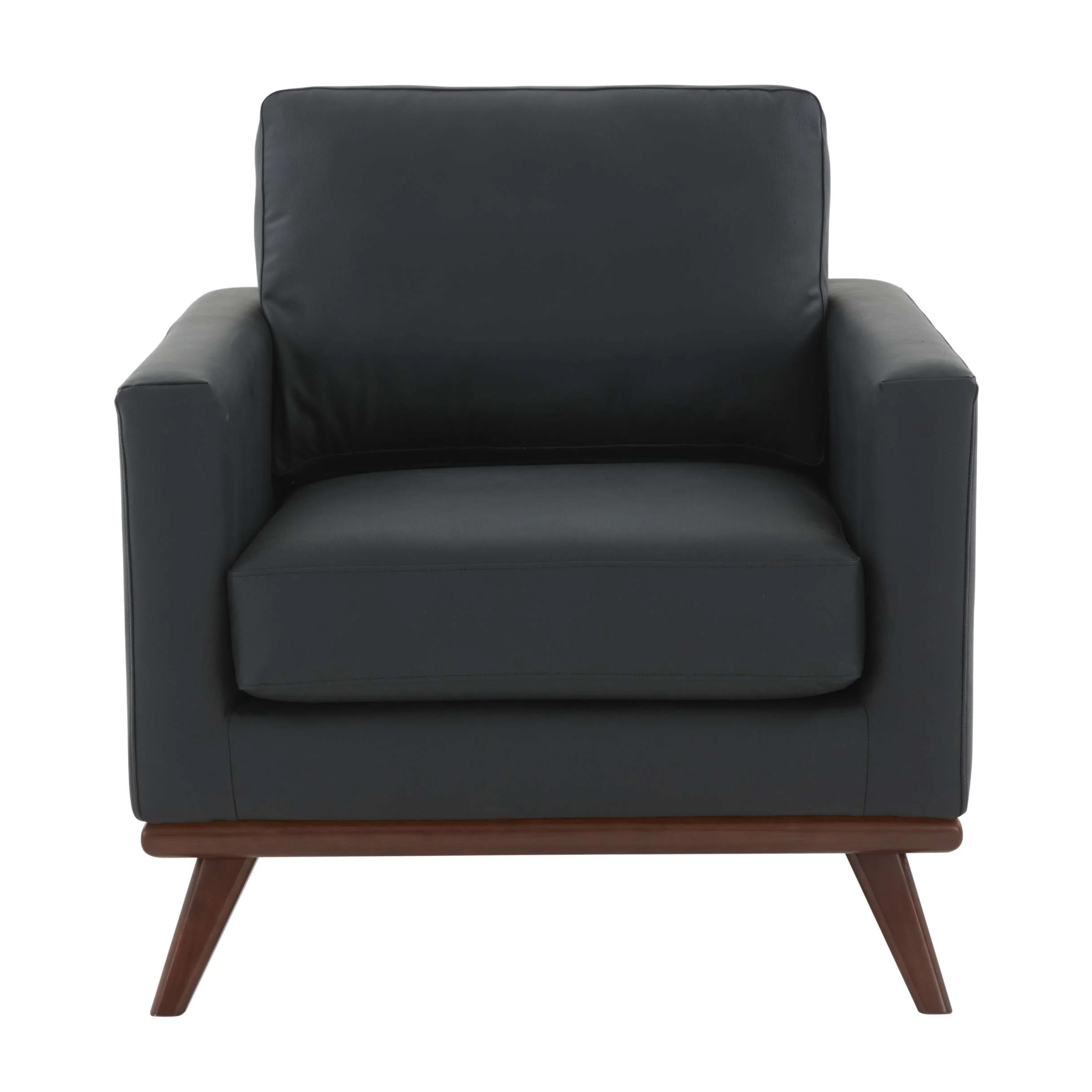 LeisureMod Chester Modern Leather Accent Arm Chair With Birch Wood Base - Image 6