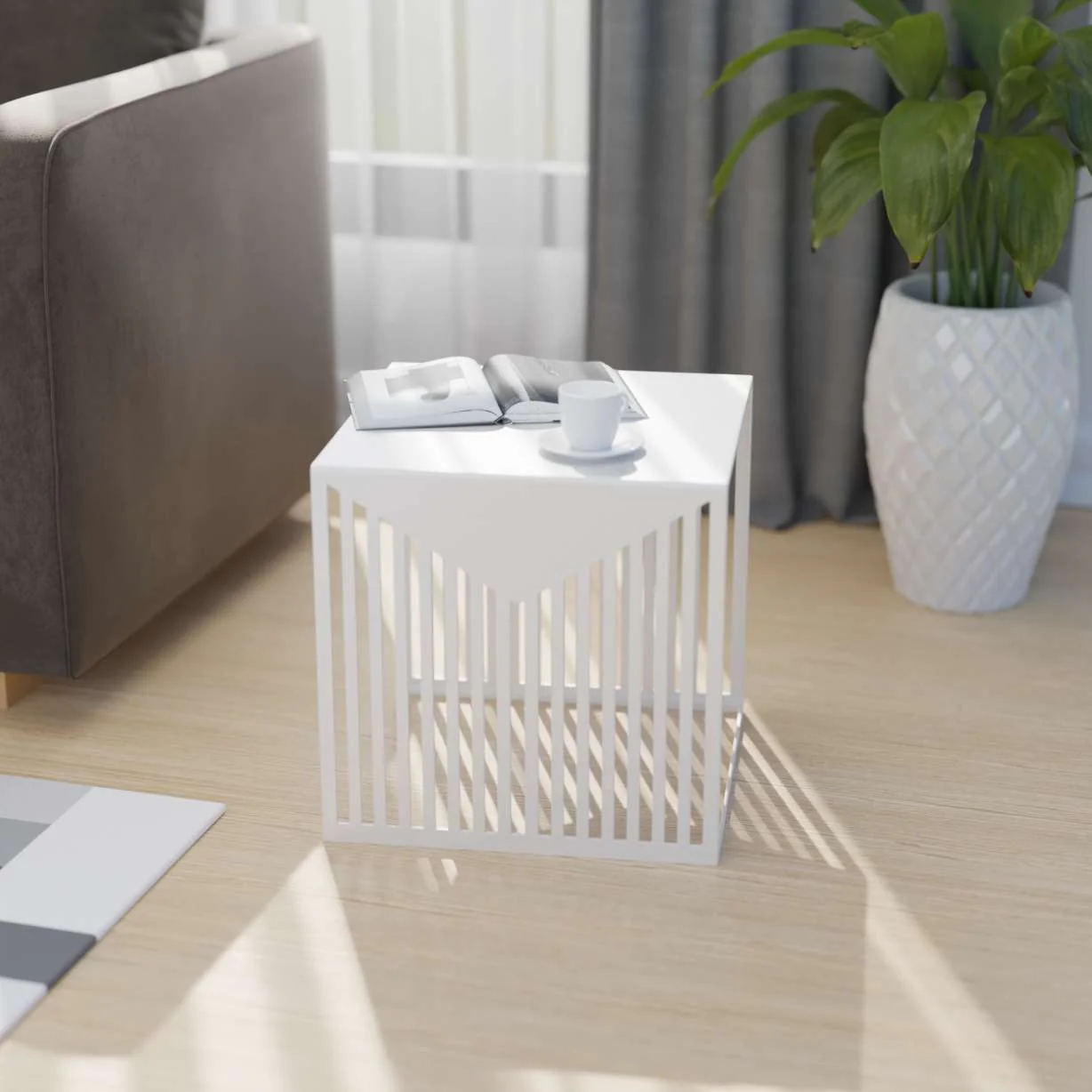 LeisureMod Cisco Modern Square Steel Side Table with Powder Coated Finish - Image 10