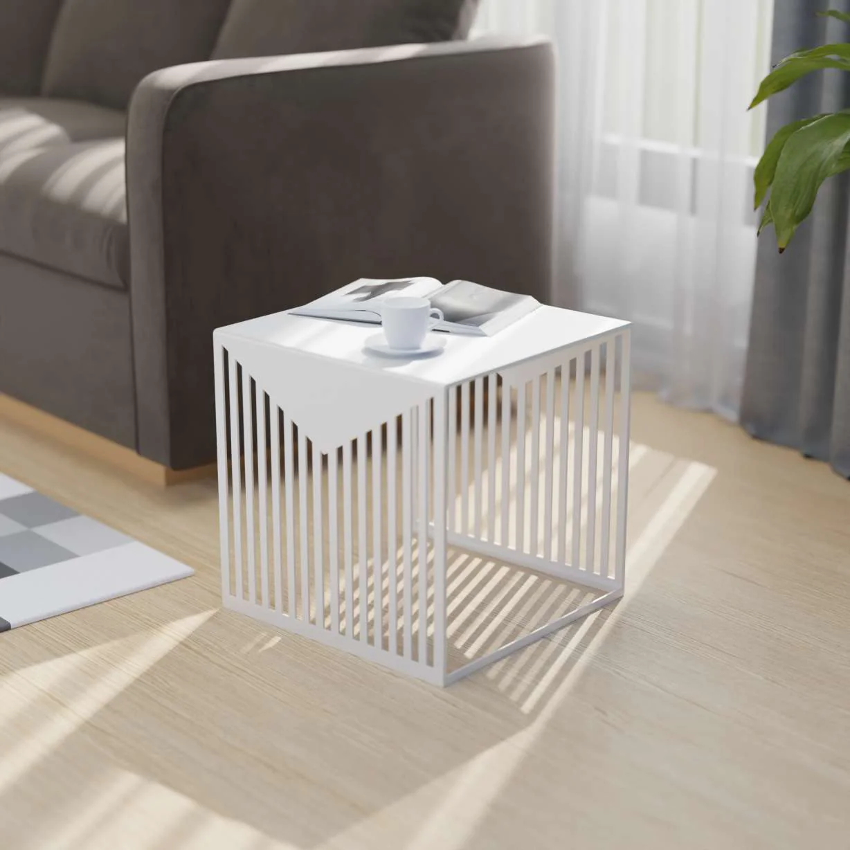 LeisureMod Cisco Modern Square Steel Side Table with Powder Coated Finish - Image 11