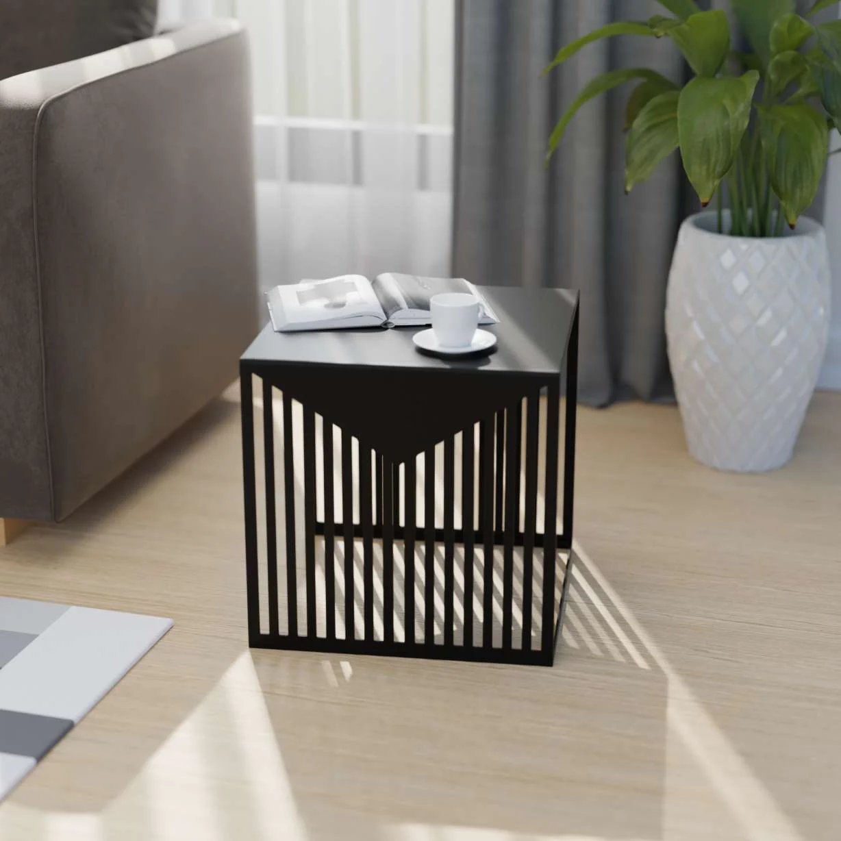 LeisureMod Cisco Modern Square Steel Side Table with Powder Coated Finish - Image 2