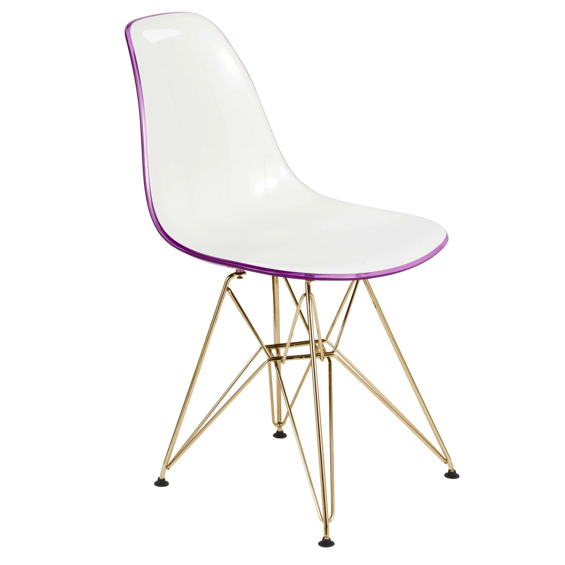 LeisureMod Cresco Molded 2-Tone Eiffel Side Chair with Gold Base - CR19WPRG - Image 2