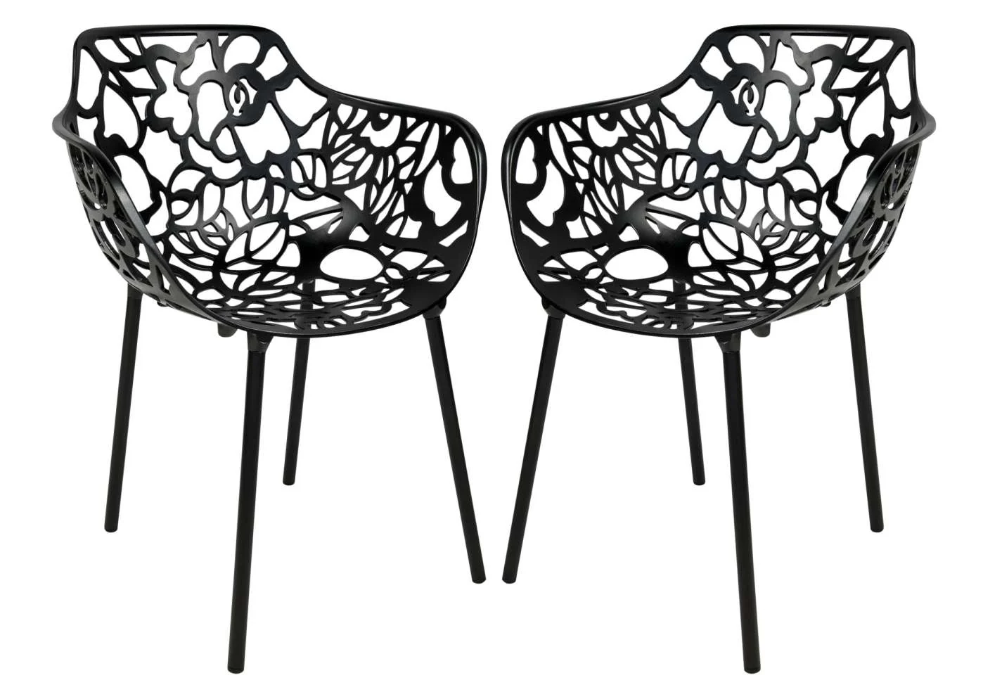 LeisureMod Devon Mid-Century Modern 3-Piece Aluminum Outdoor Patio Dining Set with Tempered Glass Top Table and 2 Stackable
 - DT20CABL2 - Image 11