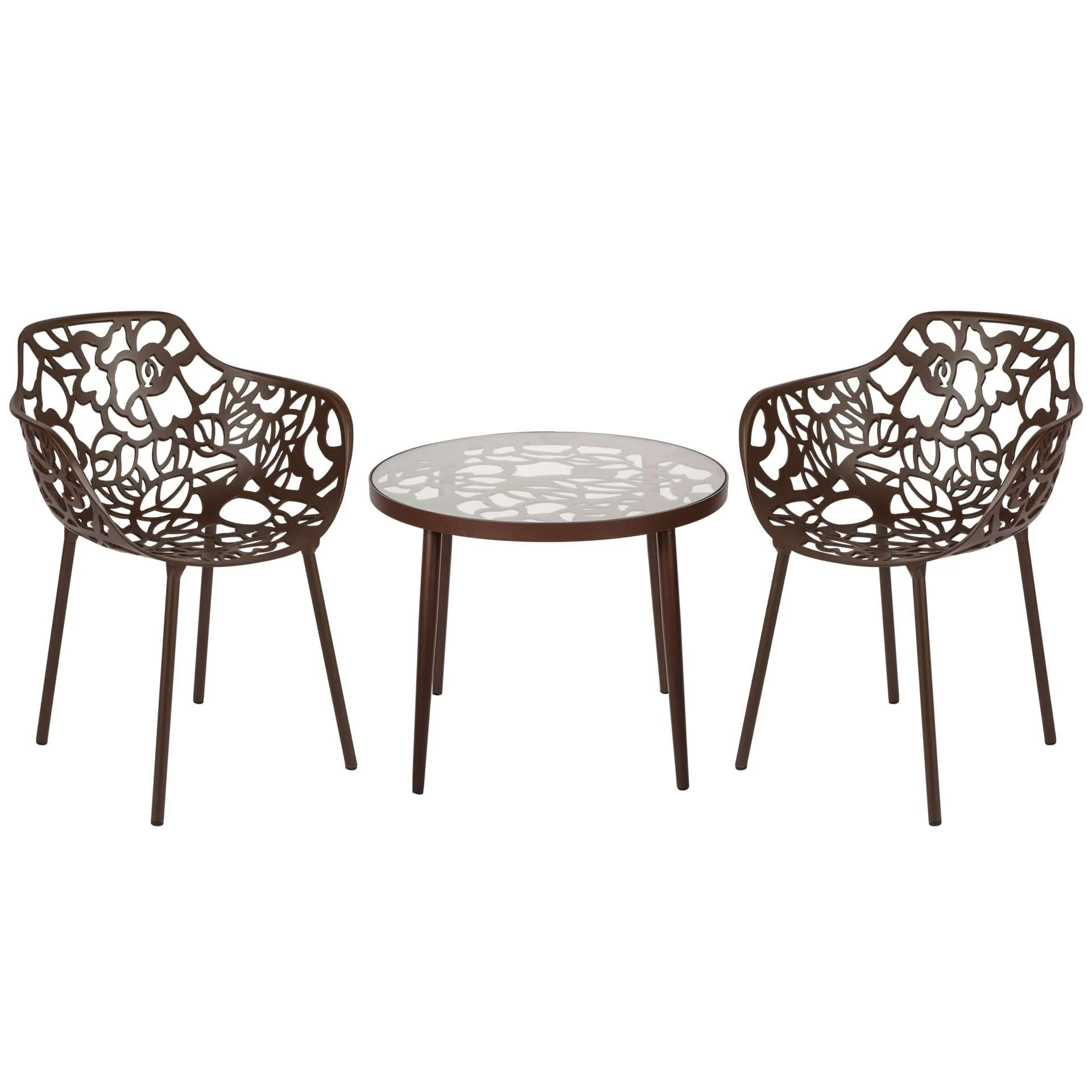 LeisureMod Devon Mid-Century Modern 3-Piece Aluminum Outdoor Patio Dining Set with Tempered Glass Top Table and 2 Stackable
 - DT20CABL2 - Image 18