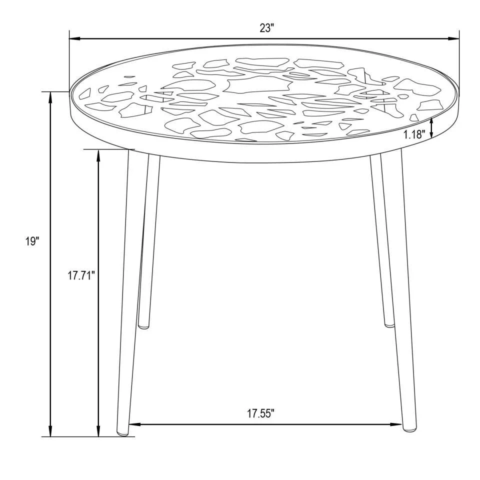 LeisureMod Devon Mid-Century Modern 3-Piece Aluminum Outdoor Patio Dining Set with Tempered Glass Top Table and 2 Stackable
 - DT20CABL2 - Image 19