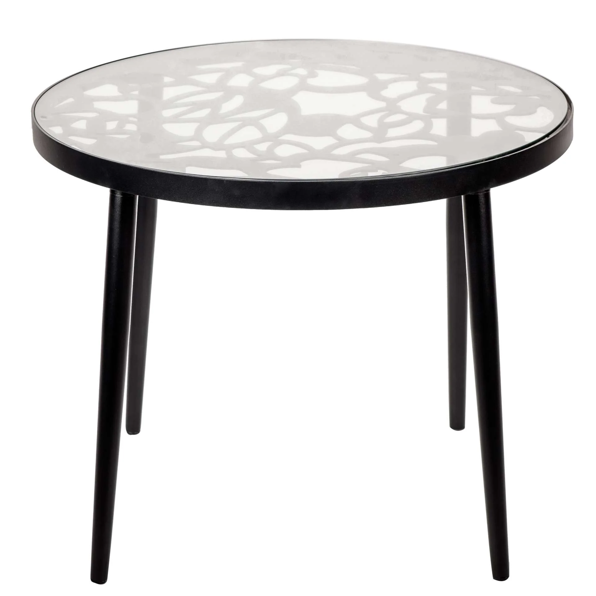 LeisureMod Devon Mid-Century Modern 3-Piece Aluminum Outdoor Patio Dining Set with Tempered Glass Top Table and 2 Stackable
 - DT20CBL - Image 4