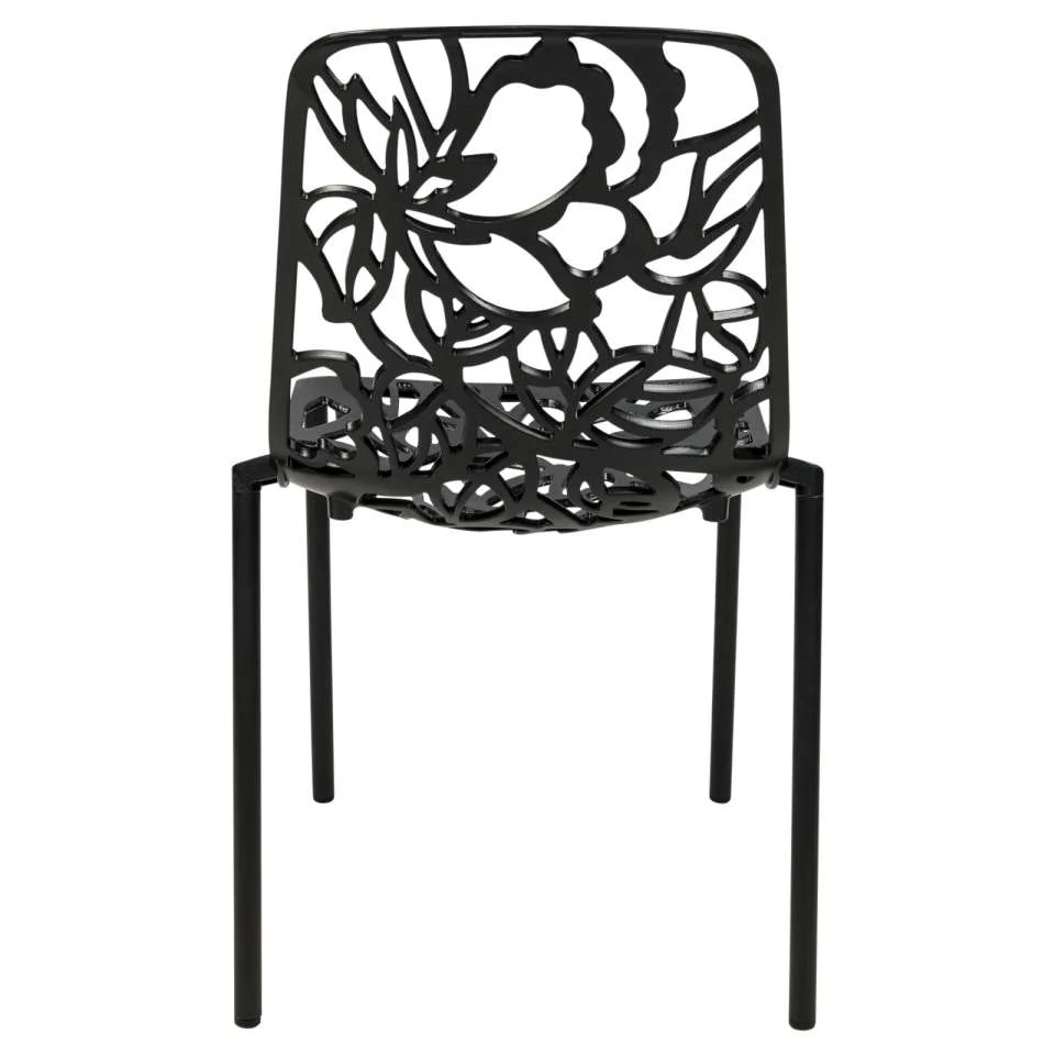 LeisureMod Devon Mid-Century Modern 5-Piece Aluminum Outdoor Patio Dining Set with Tempered Glass Top Table and 4 Stackable
 - DT31C4BL - Image 14